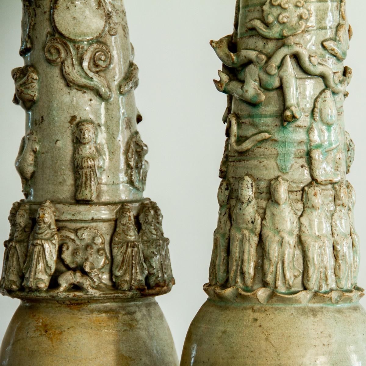 18th Century and Earlier Rare Pair of Chinese Song Dynasty Earthenware Vases