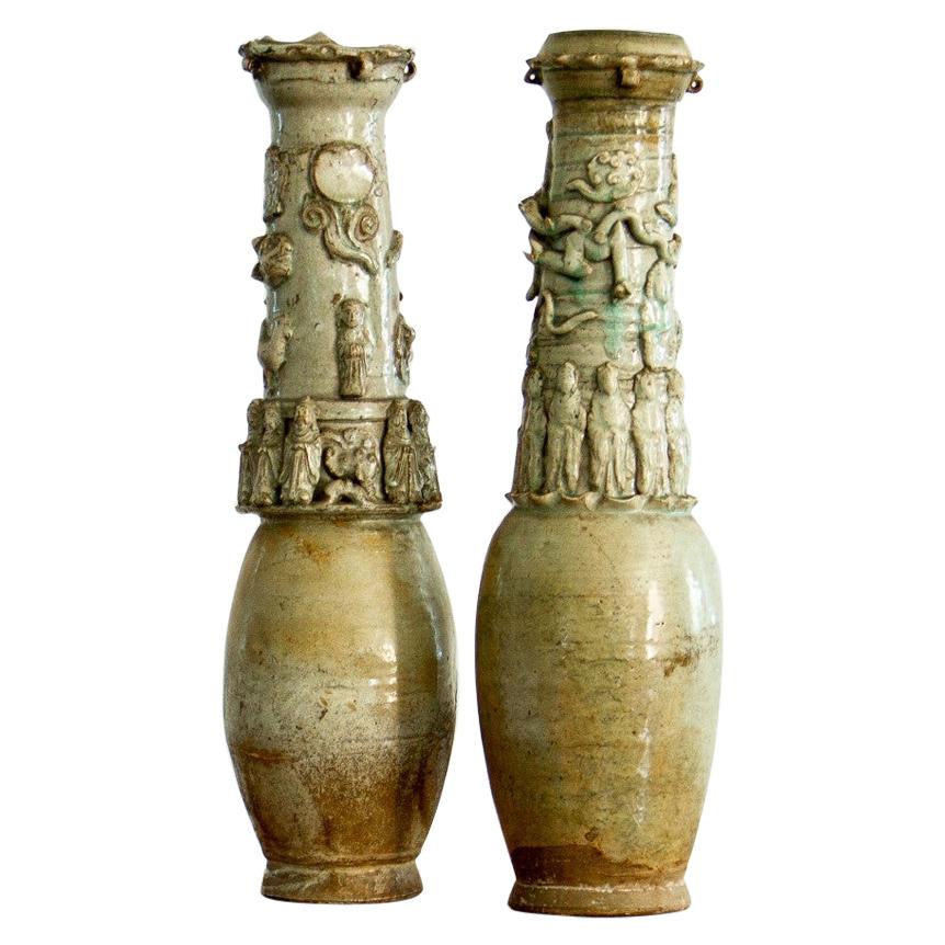 Rare Pair of Chinese Song Dynasty Earthenware Vases