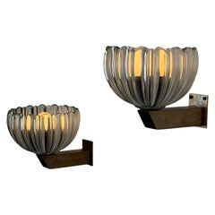 Rare Pair of “Corolla” Sconces by Archimede Seguso for Seguso Vetri d’Arte, 1930