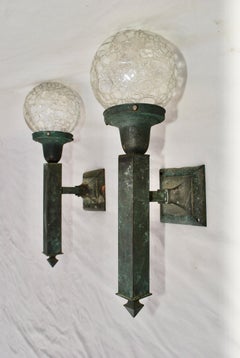 Rare Pair of Craftsman Copper Outdoor Sconces