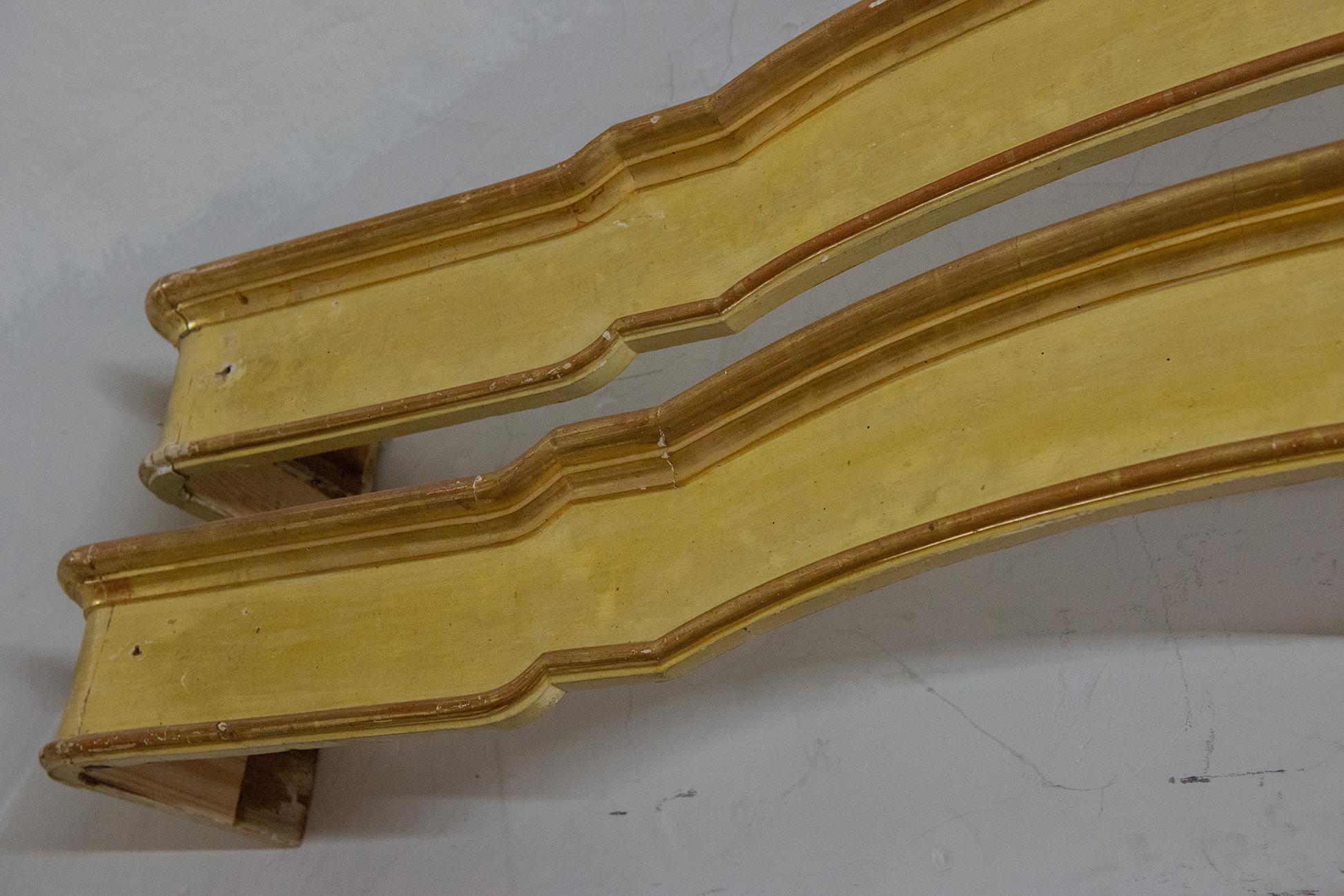 Beaux Arts Rare Pair of Curtain Rods in Lacquered and Gilded Wood For Sale