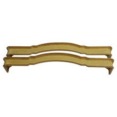 Rare Pair of Curtain Rods in Lacquered and Gilded Wood