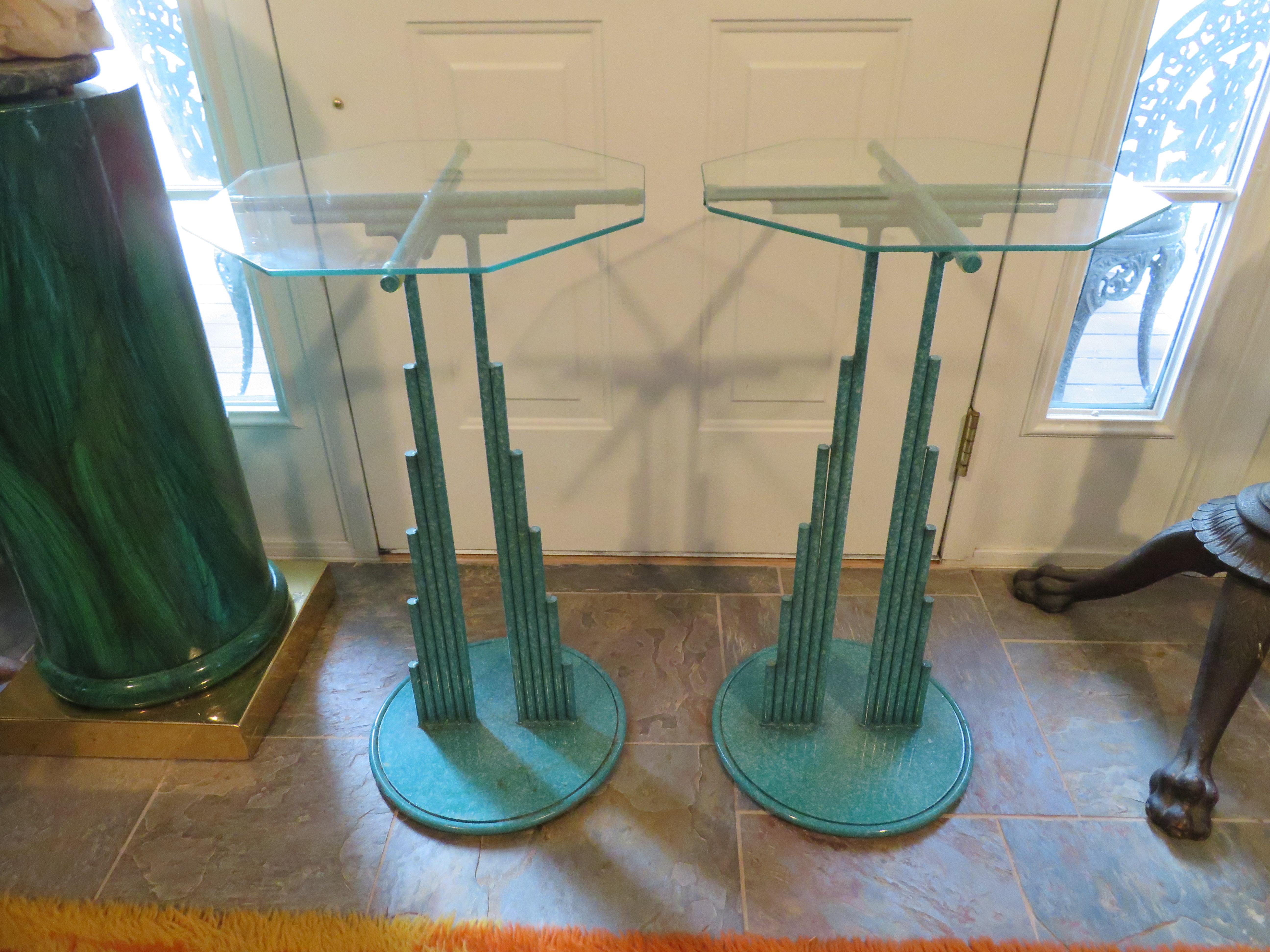 Rare Pair of Curtis Jere Memphis Style Side Tables Pedestals, Mid-Century Modern 4