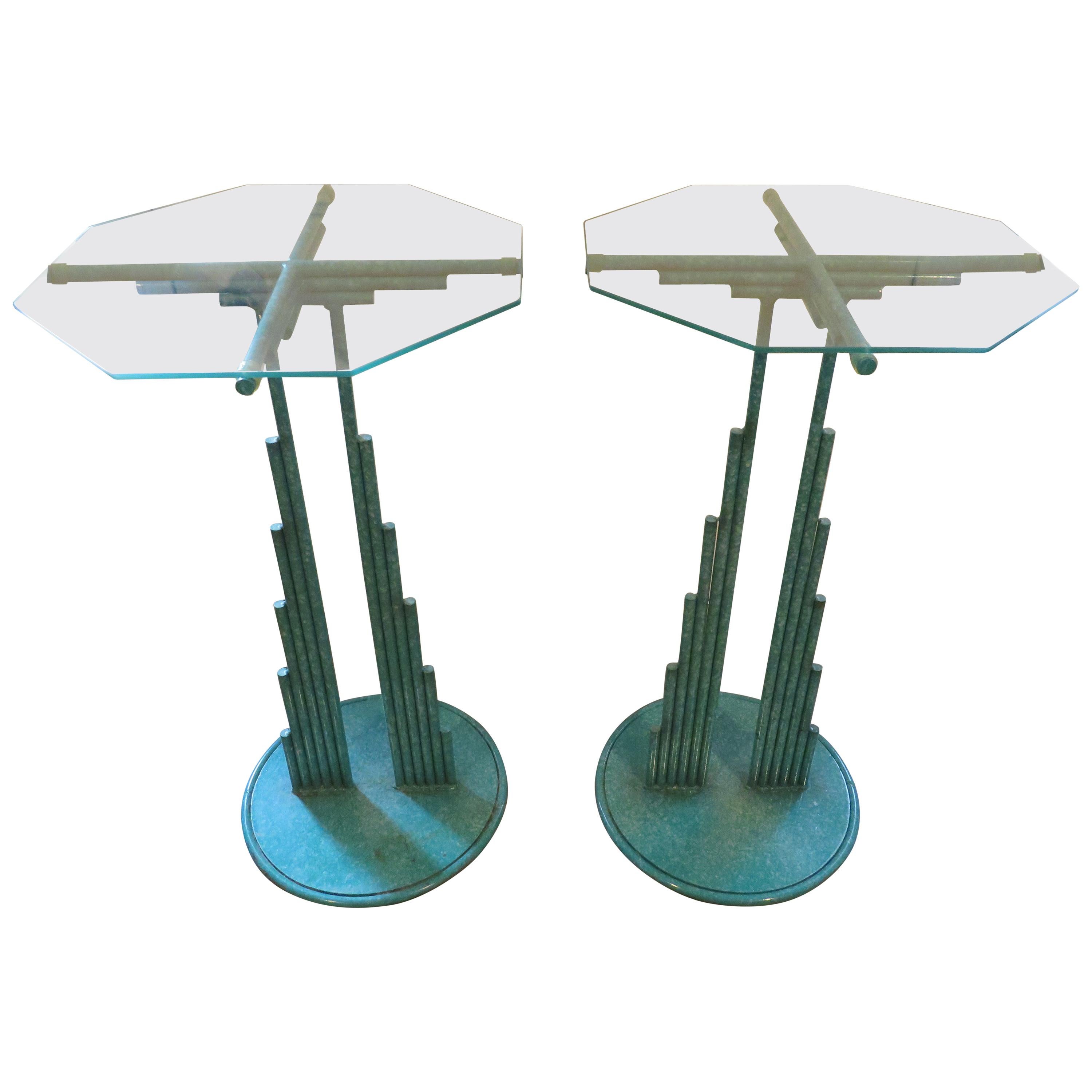 Rare Pair of Curtis Jere Memphis Style Side Tables Pedestals, Mid-Century Modern