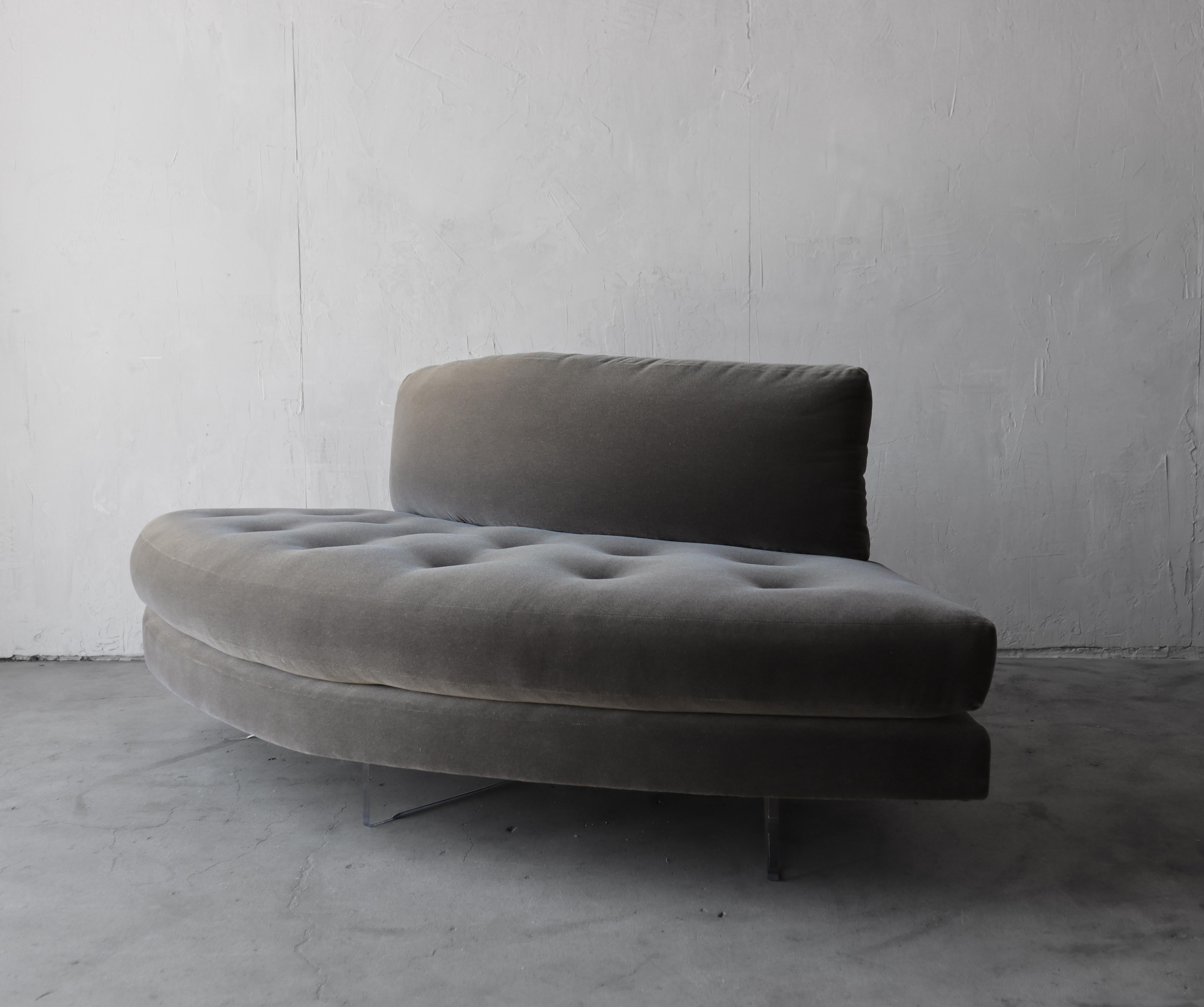 Mohair RARE Pair of Curved Omnibus Sofas by Vladimir Kagan For Sale