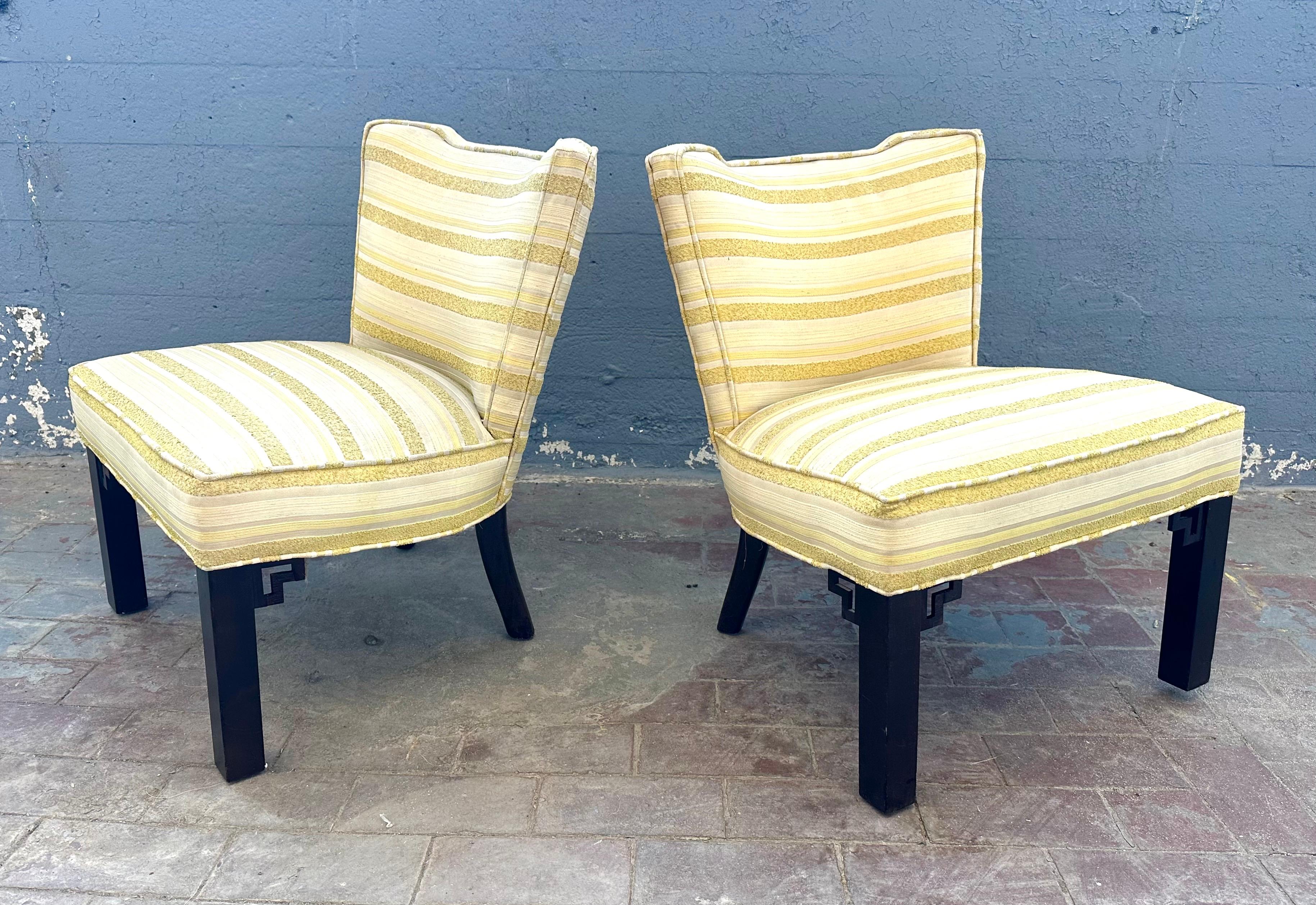 Wonderful pair of petite slipper chairs by the illustrious 