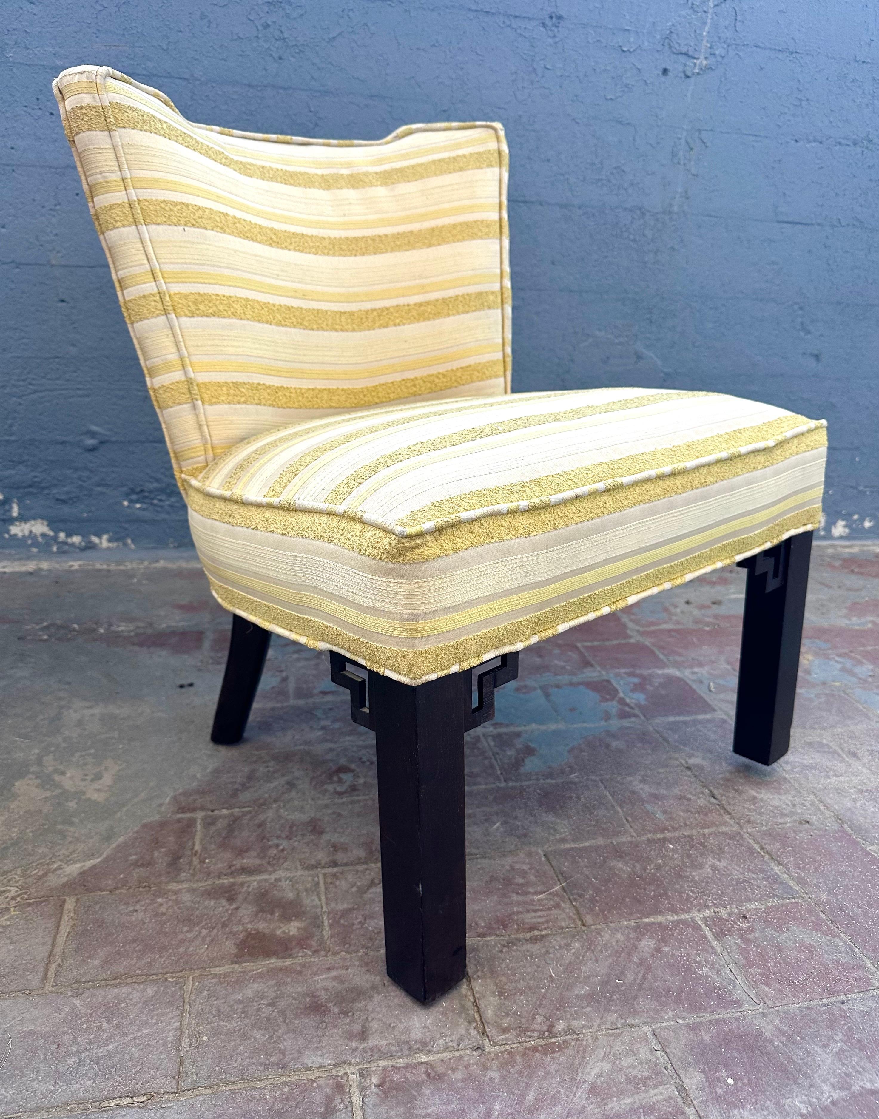 Mid-Century Modern Rare Pair of Custom Paul Laszlo Slipper Chairs in Maria Kipp Upholstery For Sale