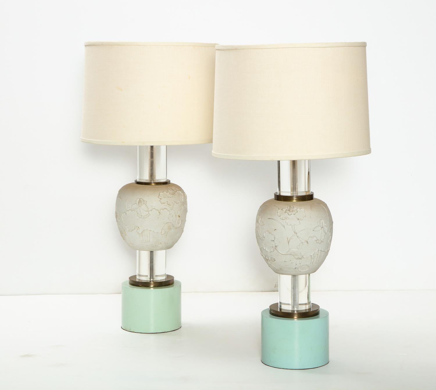 Lacquered Rare Pair of Custom Table Lamps by William 