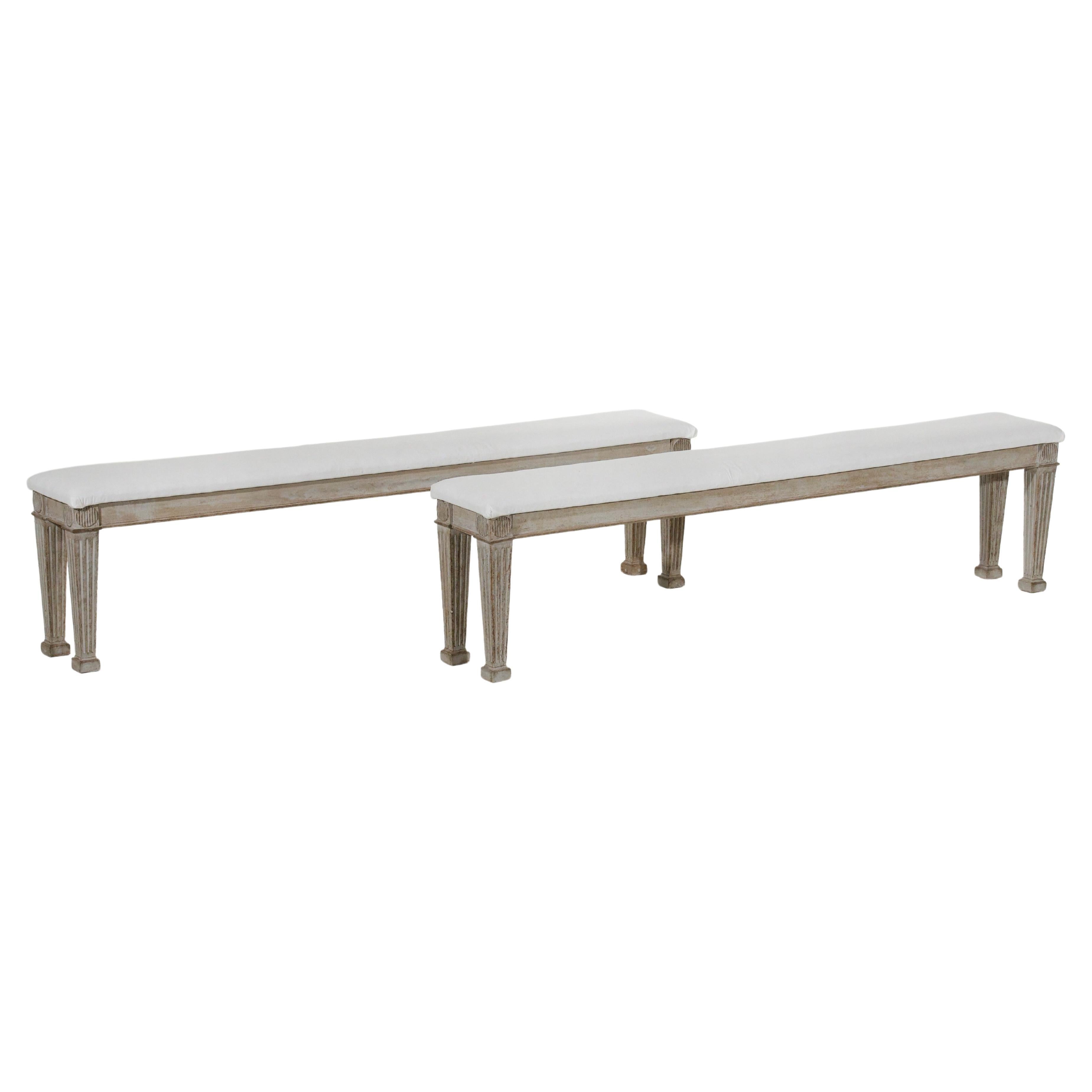 Rare pair of Danish freestadning long-benches, made for Danish castle, 19th C. For Sale