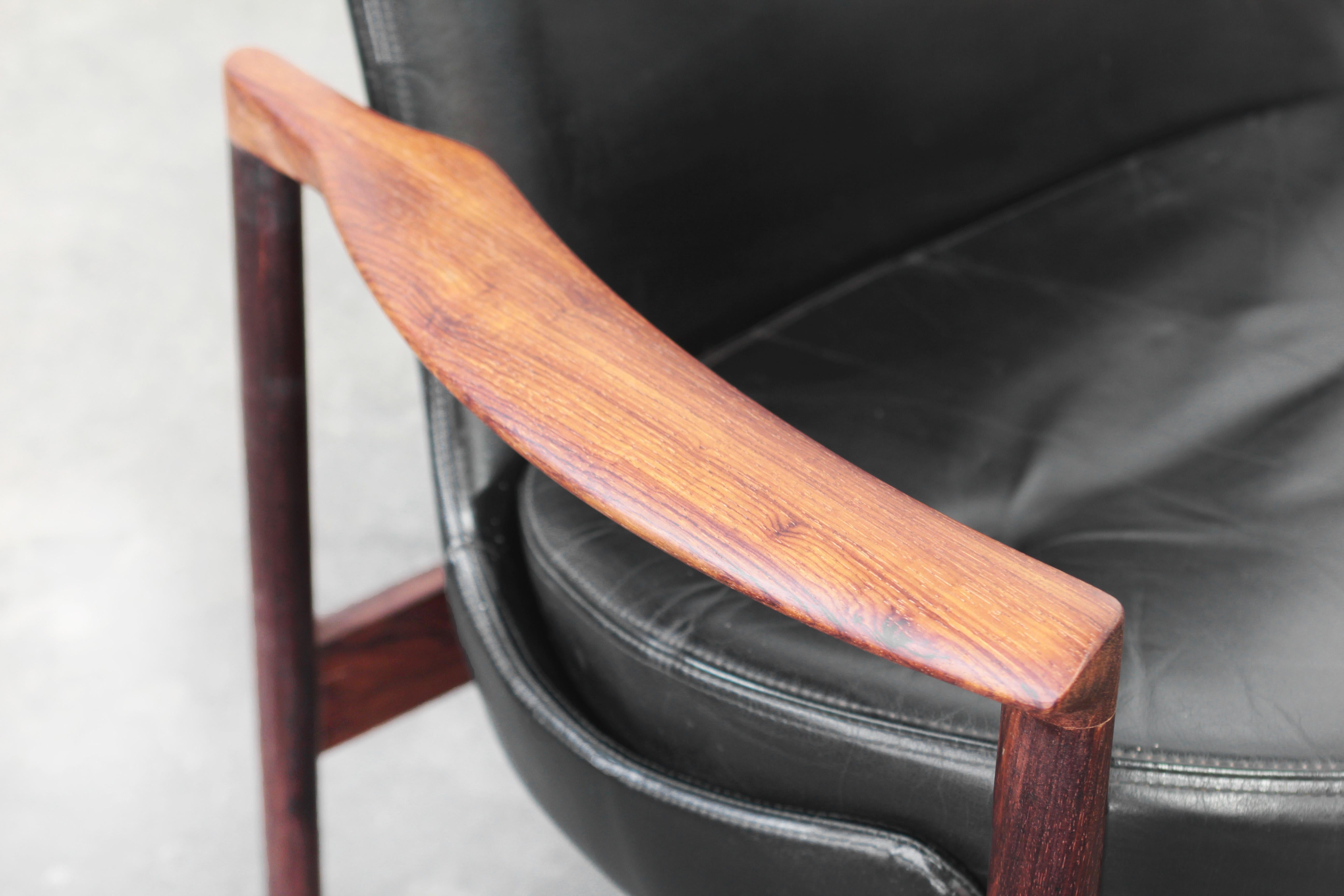 Leather Rare Pair of Danish Lounge Chairs by Ib Kofod-Larsen