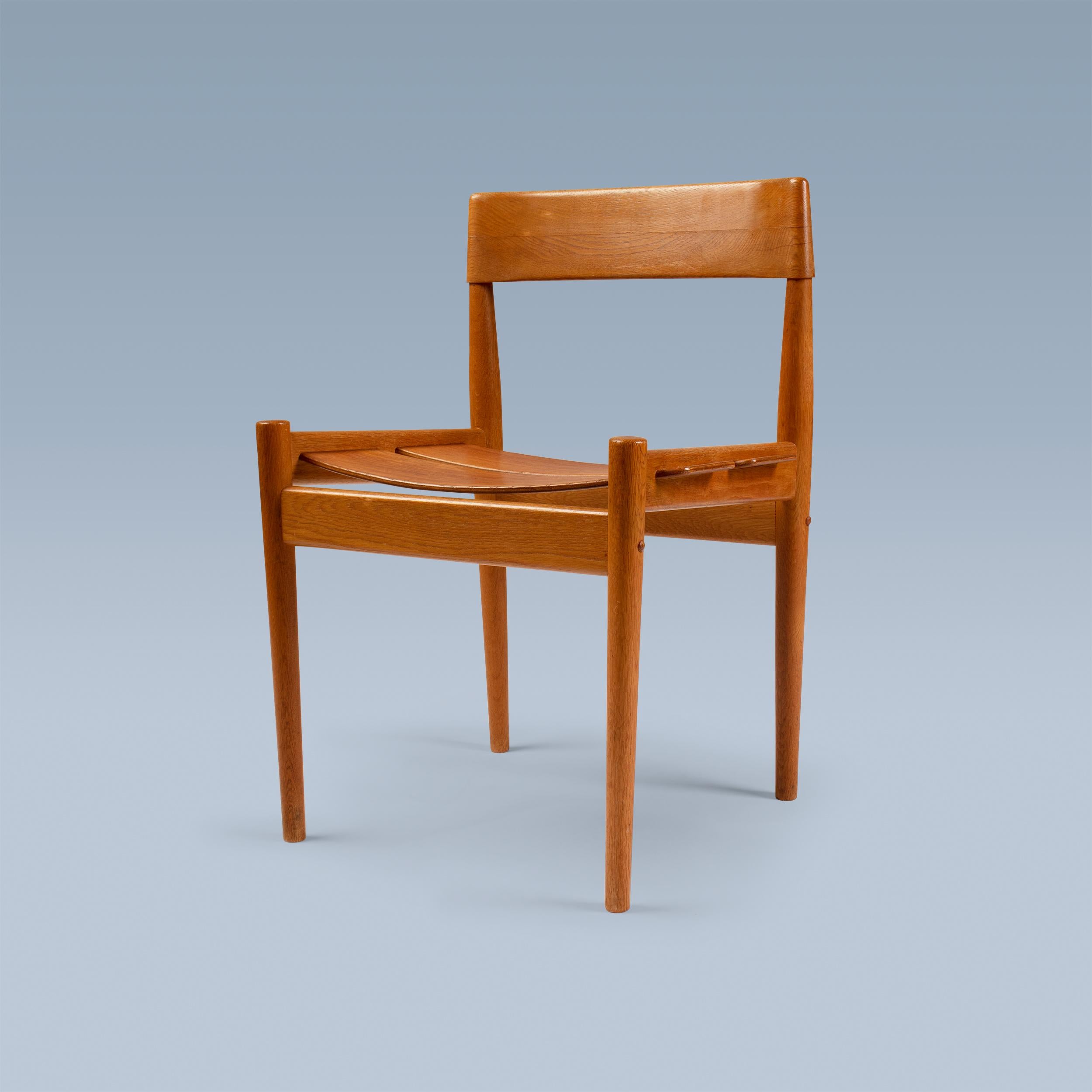 Rare pair of Danish modern fumed oak side chairs For Sale 4