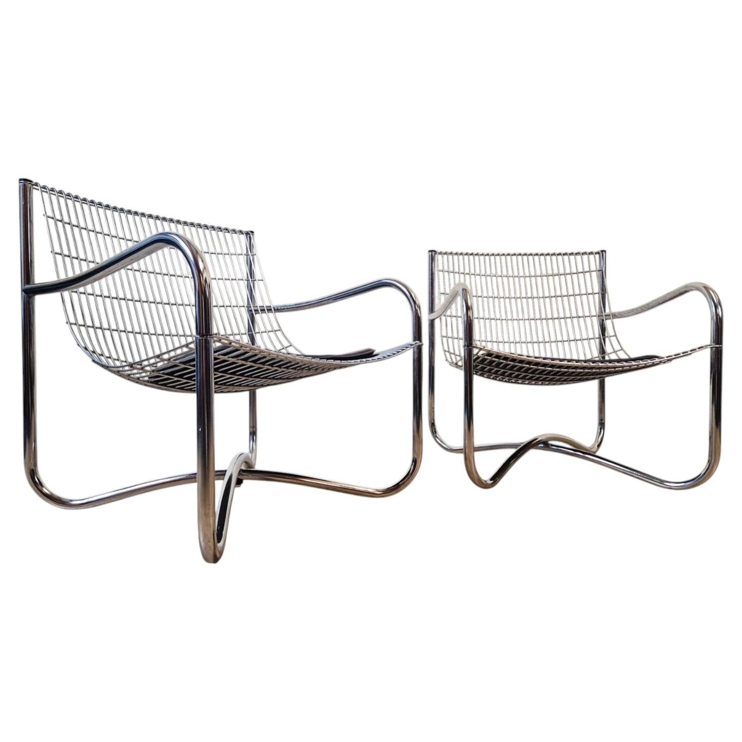 Seltenes Paar Lounge-Akzentstühle aus Chrom und Stahl von David Mellor O.B.E. aus der Mitte des Jahrhunderts