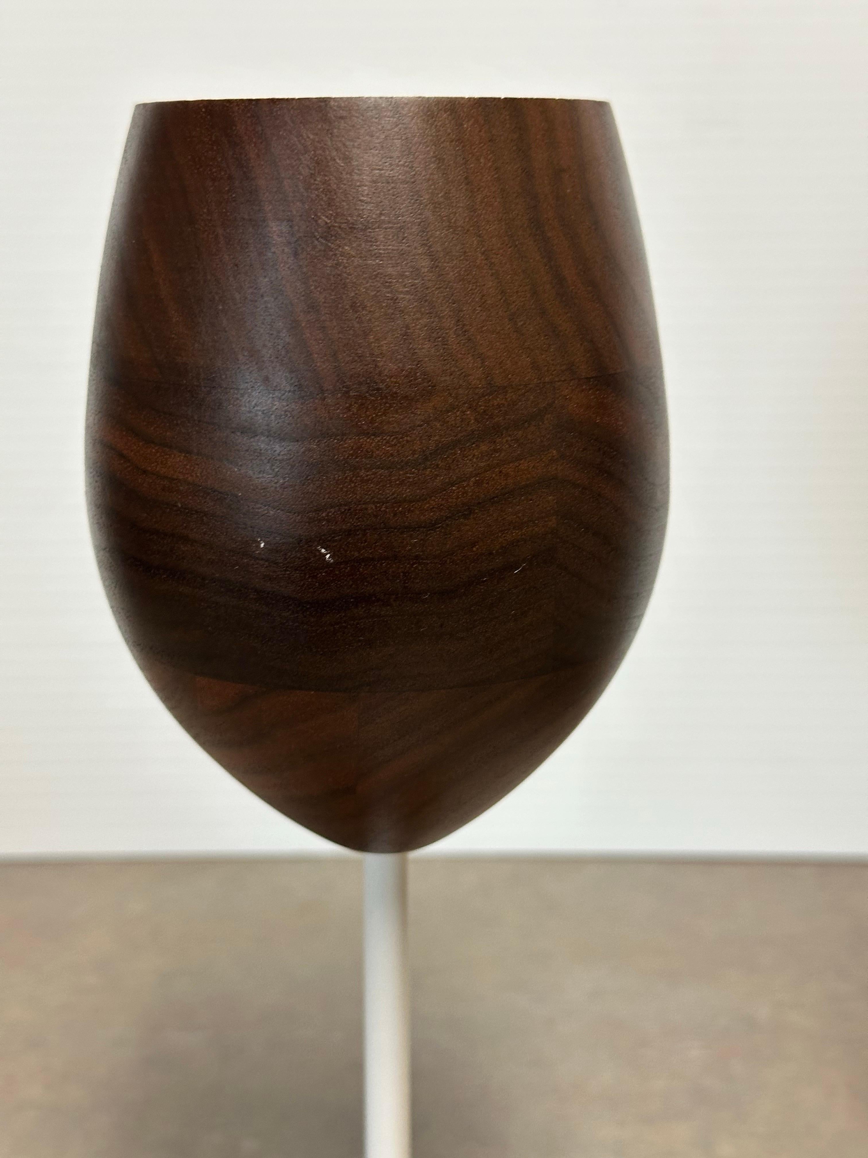 Rare Pair of David Rasmussen Walnut Wine Goblets from the 