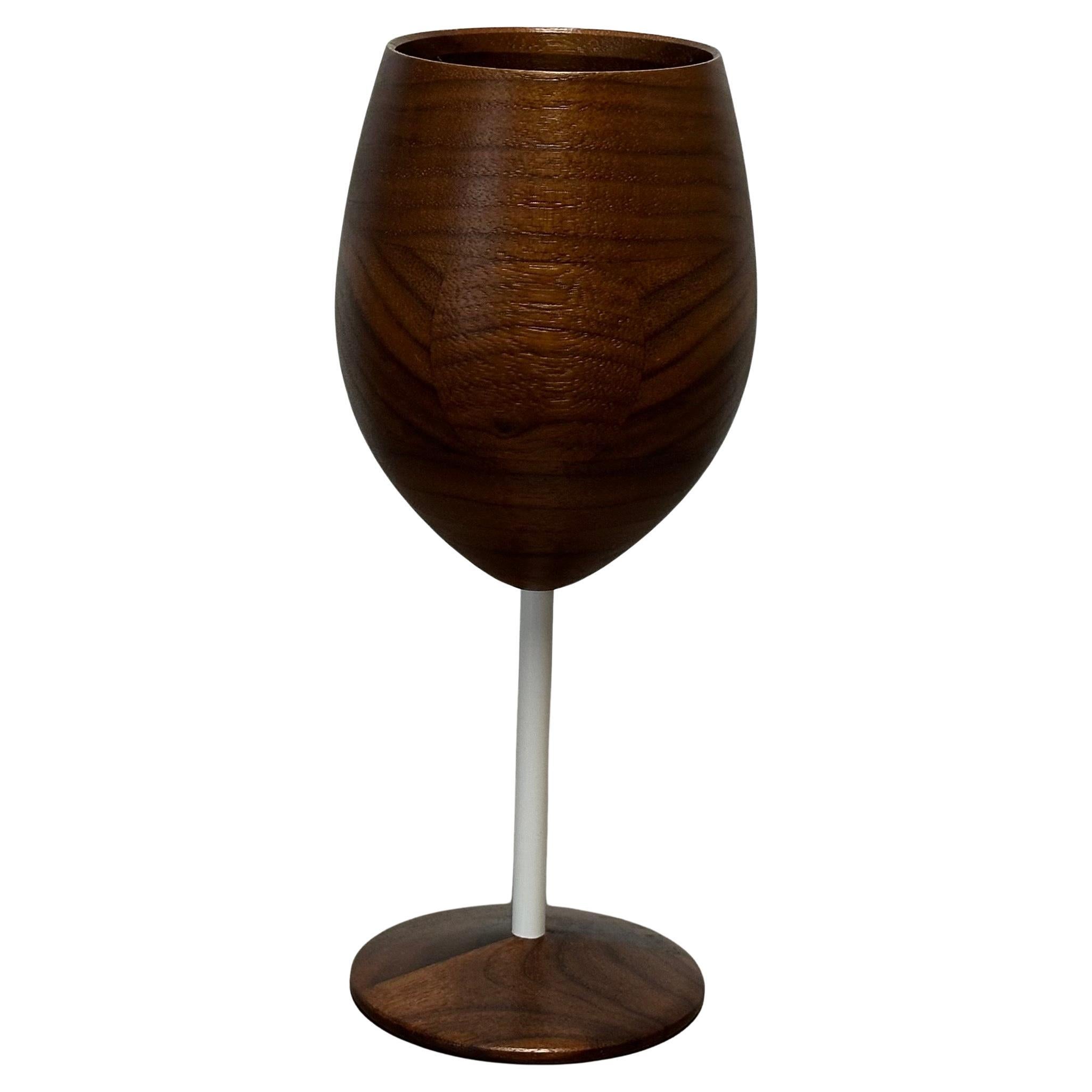 American Rare Pair of David Rasmussen Walnut Wine Goblets from the 