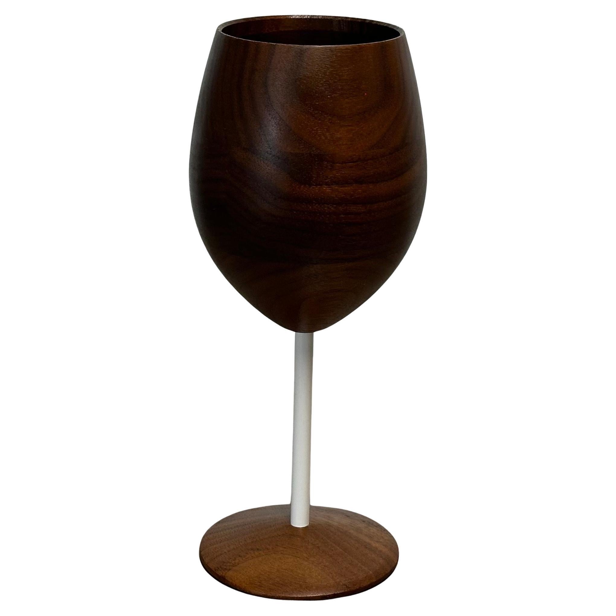 Hand-Crafted Rare Pair of David Rasmussen Walnut Wine Goblets from the 