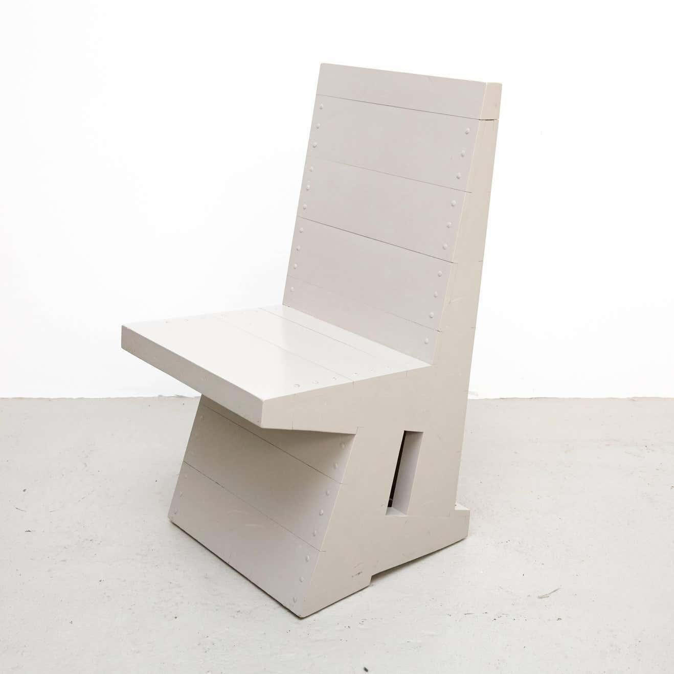 Rare Pair of Dom Hans van der Laan Easy Grey Wood Chairs For Sale 3