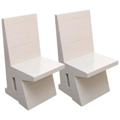 Rare Pair of Dom Hans van der Laan Easy Grey Wood Chairs