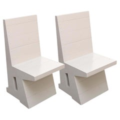 Seltenes Paar Dom Hans van der Laan Easy Grey-Holzstühle