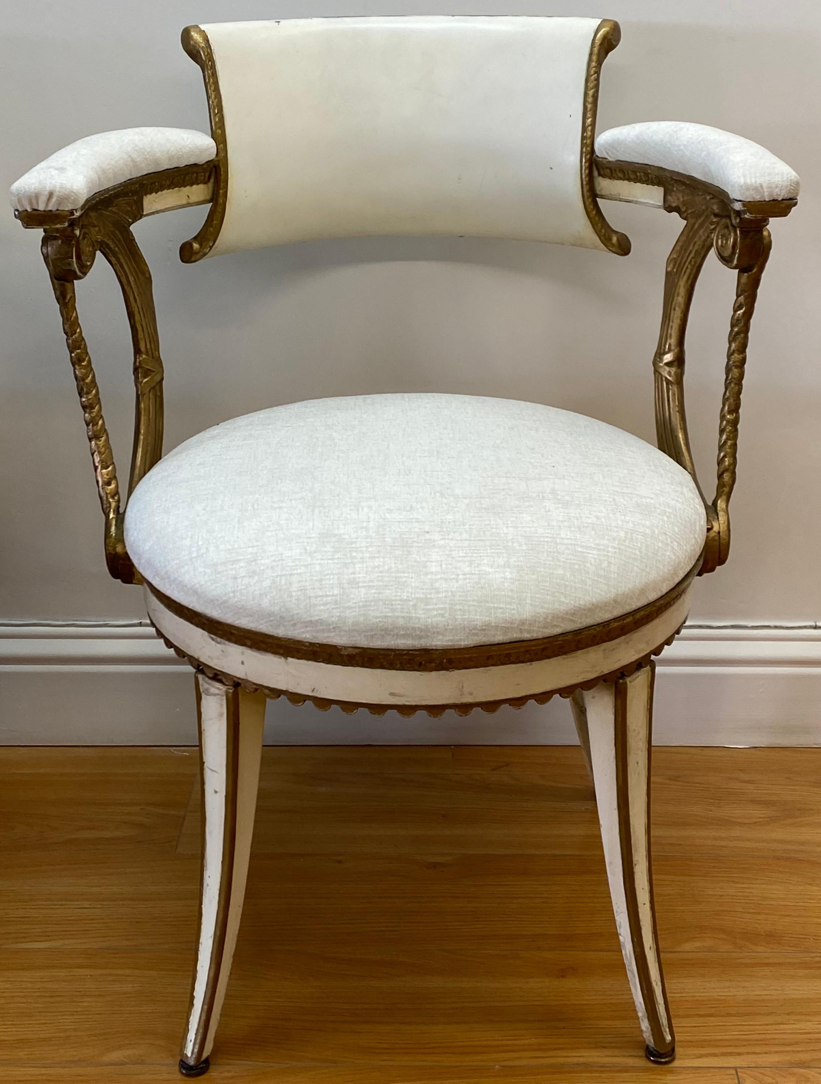 Rare pair of Dorothy Draper designed neoclassical chairs, circa 1930

Cast aluminum and enamel armchairs, circa 1930

Measures: 23