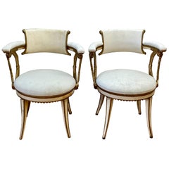 Rare Pair of Dorothy Draper Neoclassical Aluminum and Enamel Armchairs