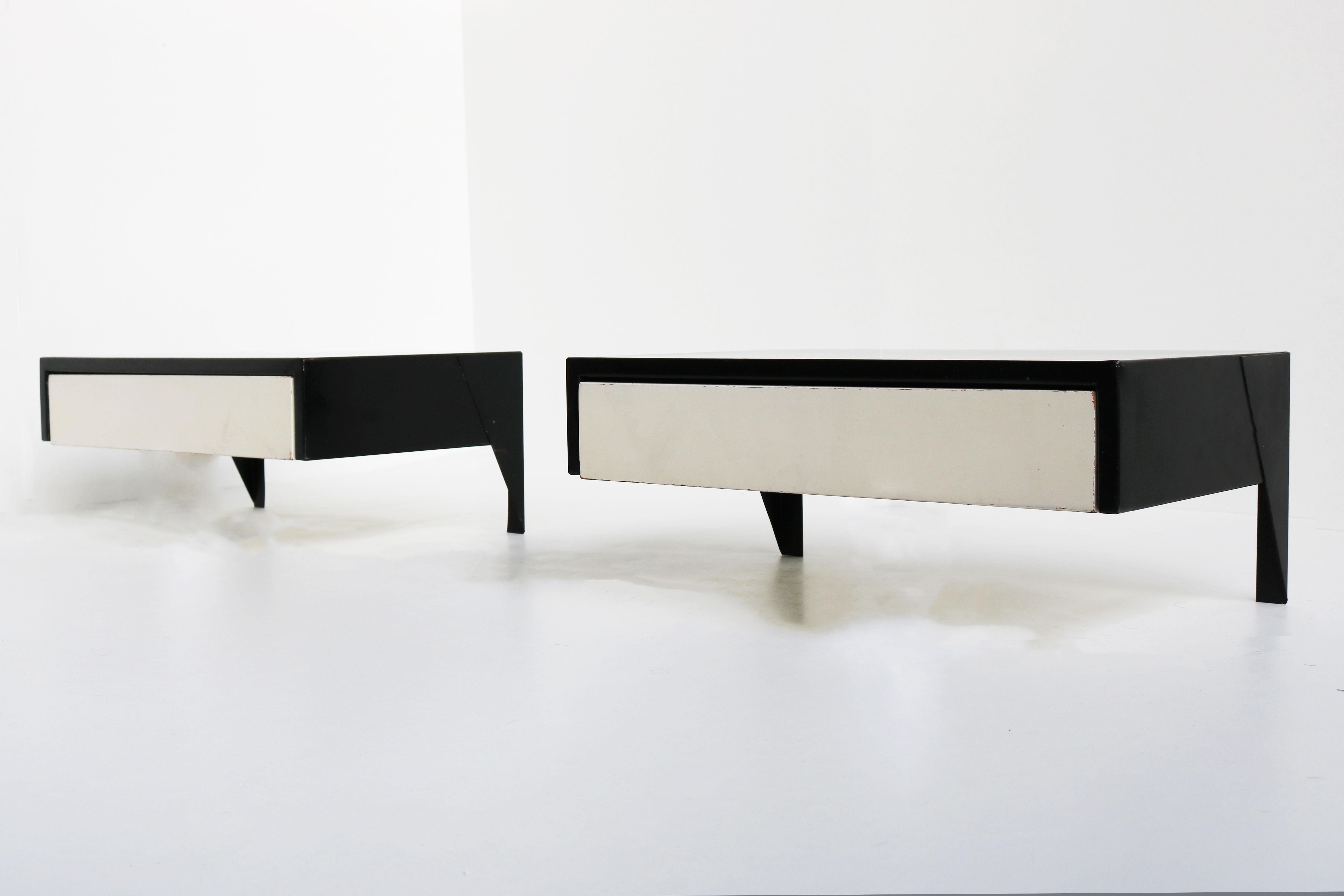 Metal Rare Pair of Drawer Units DD01 by Martin Visser for 'T Spectrum 1950 Black White