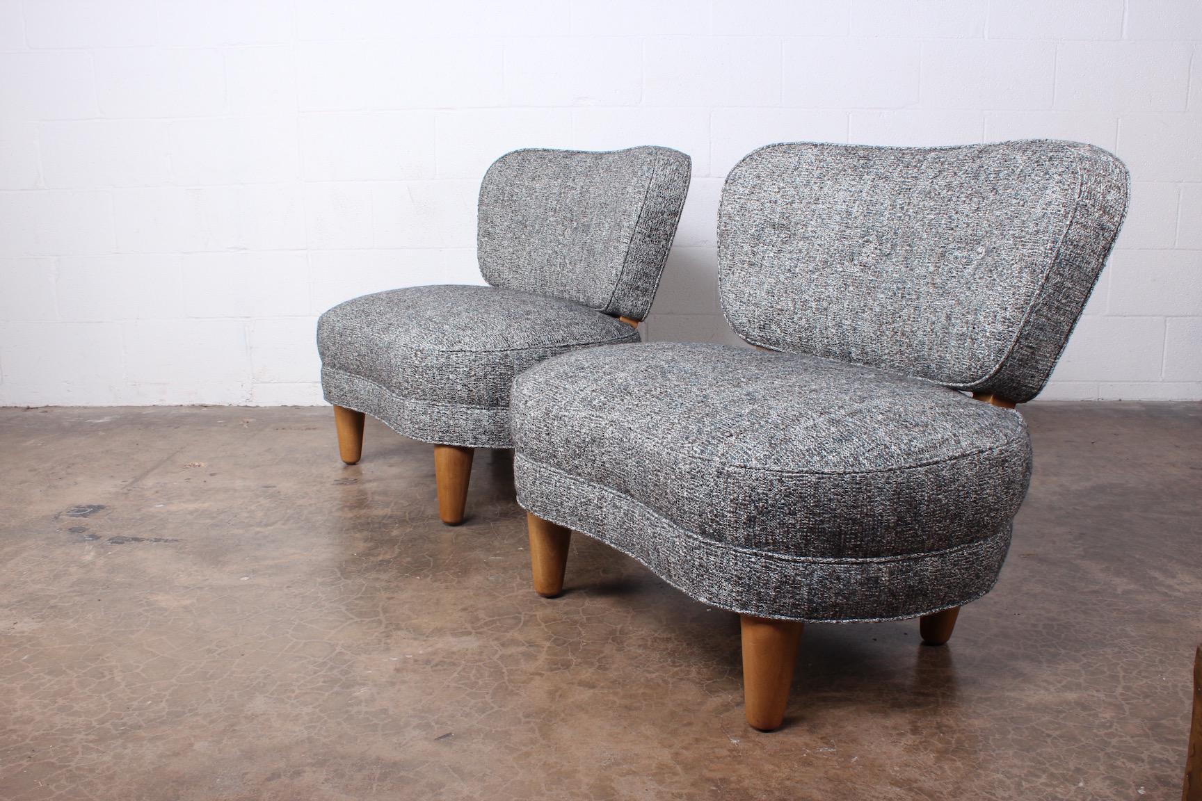 Rare Pair of Dunbar Slipper Chairs by Edward Wormley 7