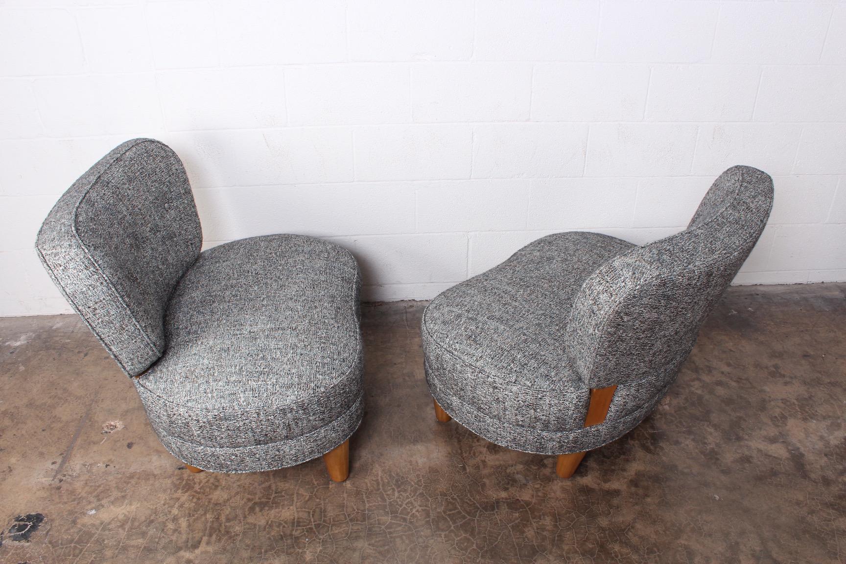 Rare Pair of Dunbar Slipper Chairs by Edward Wormley 1