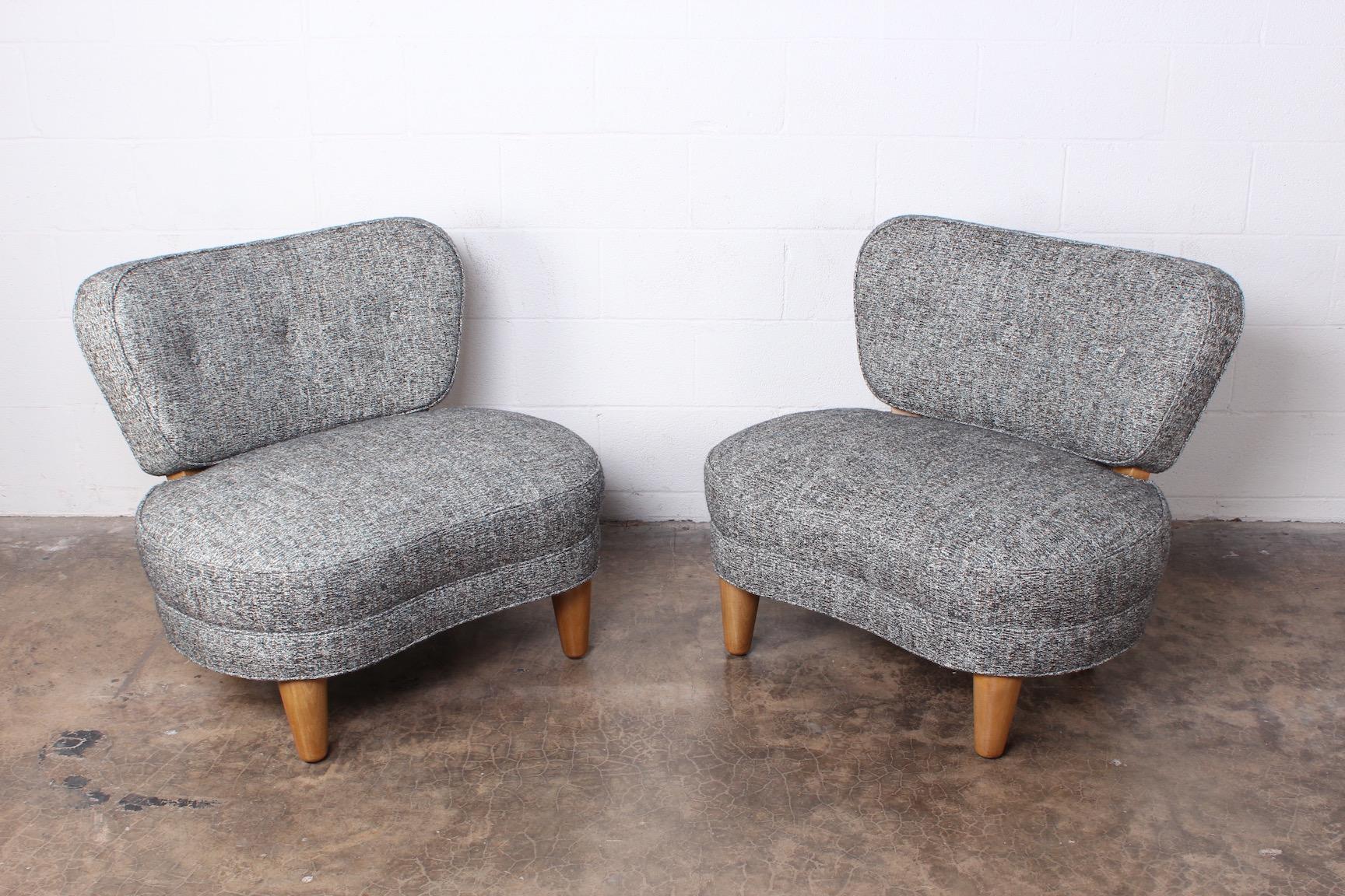 Rare Pair of Dunbar Slipper Chairs by Edward Wormley 5