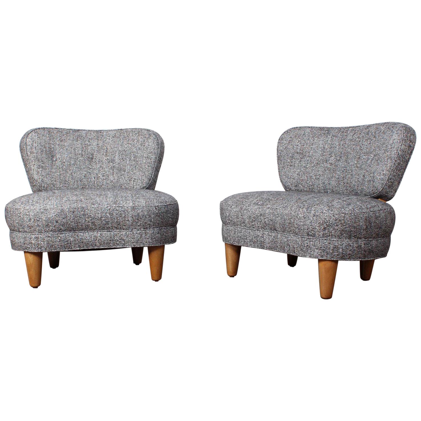 Rare Pair of Dunbar Slipper Chairs by Edward Wormley