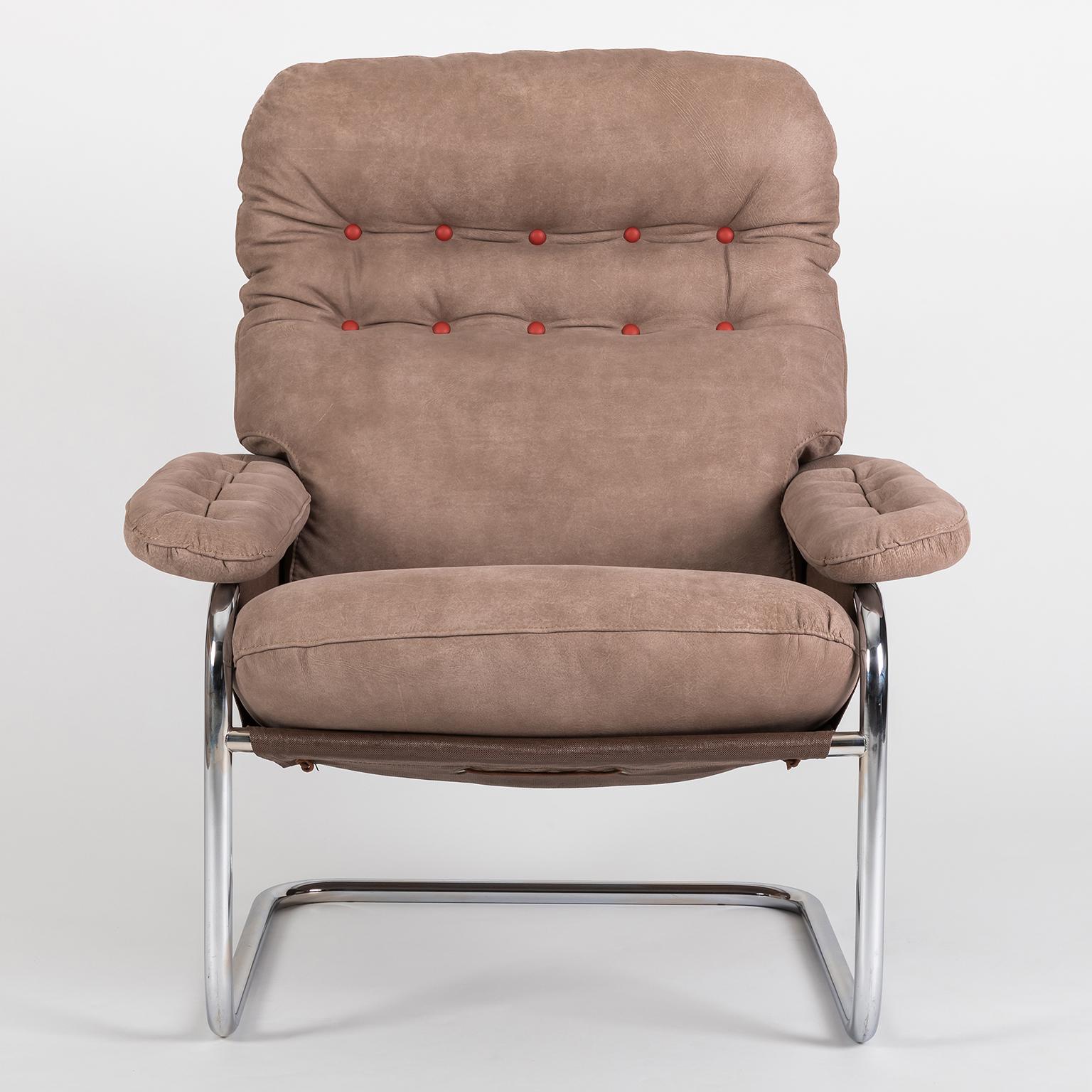 Swedish Rare Pair of Dux Lounge chairs and Ottomans attributed to Bruno Mathsson, 1970 For Sale