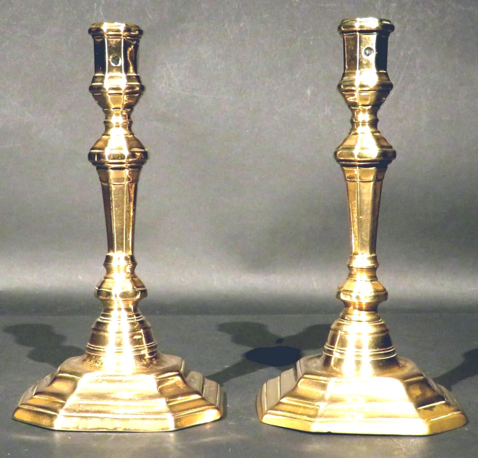 Louis XV Rare Pair of Early 18th Century Bell Metal Candlesticks, France Circa 1710