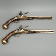Rare Pair of Early 18TH Century Dutch Holster Flintlock Pistols