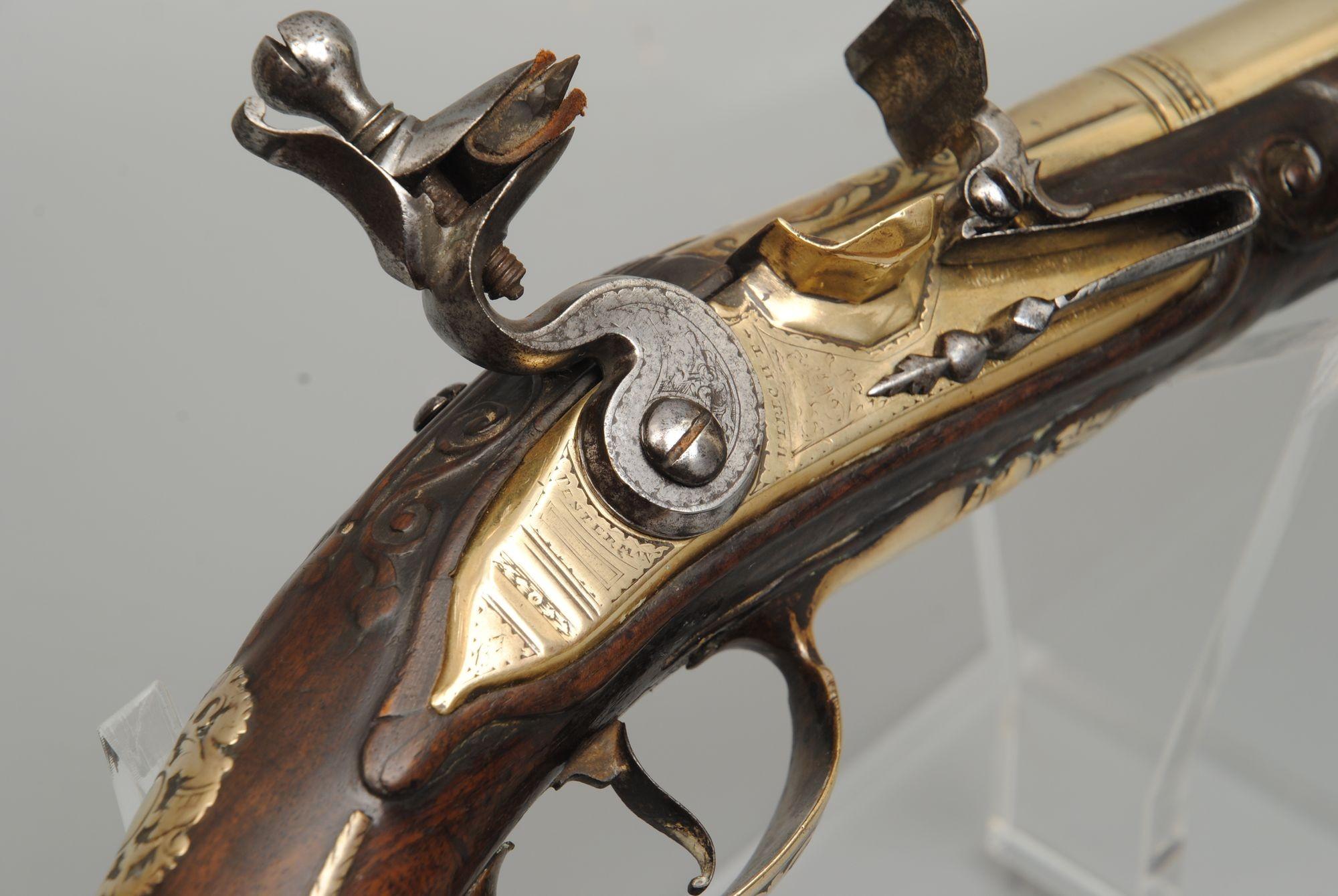 18th Century Rare Pair of Early 18TH Century Dutch Holster Flintlock Pistols