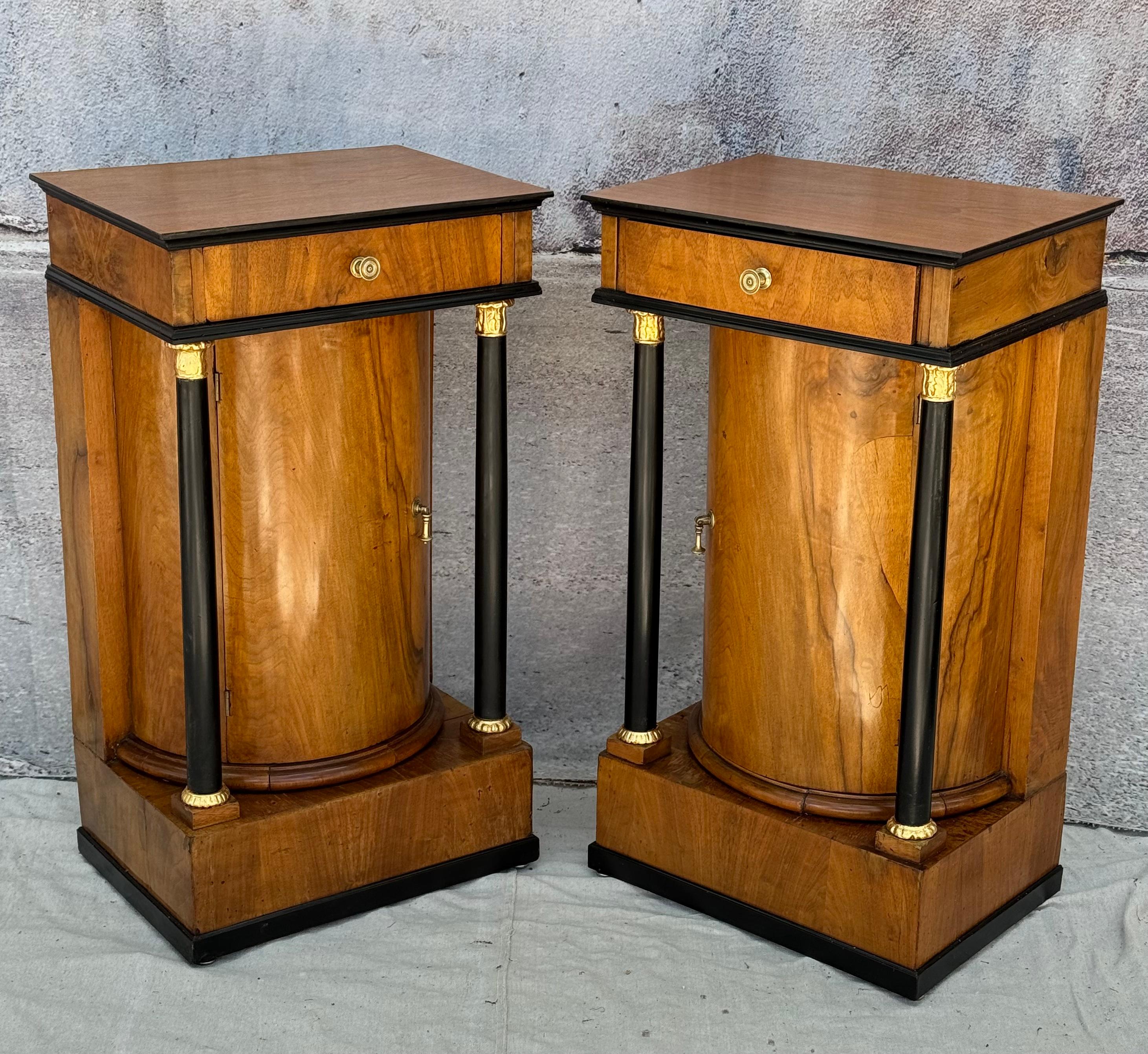 Empire Rare Pair of Early 19th Century Cylinder Side Chests For Sale