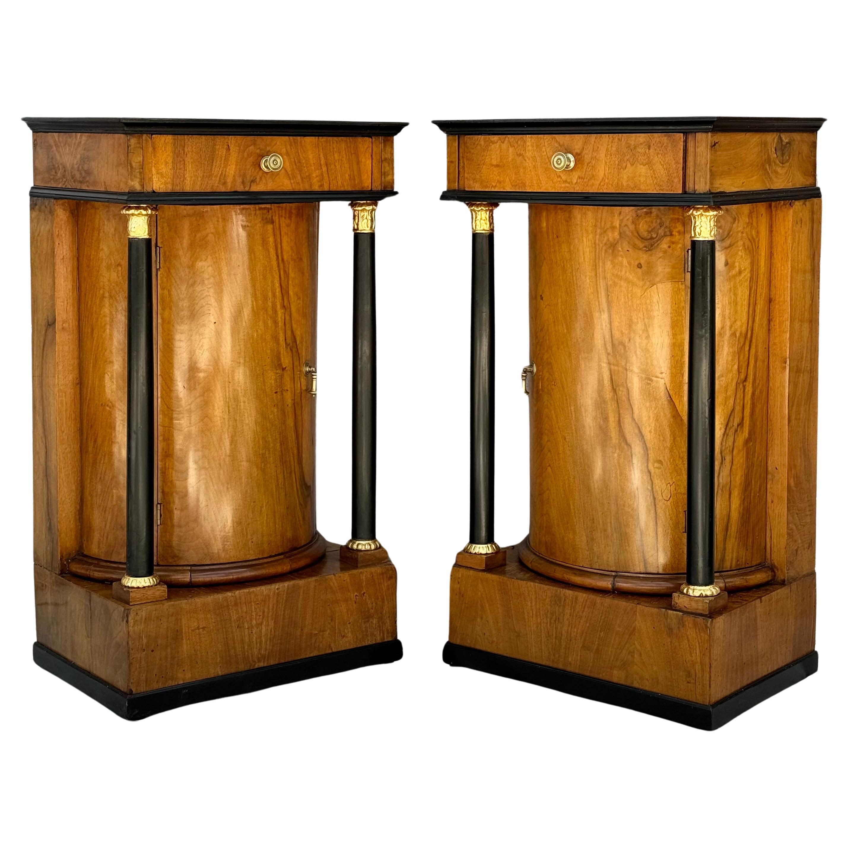 Rare Pair of Early 19th Century Cylinder Side Chests For Sale