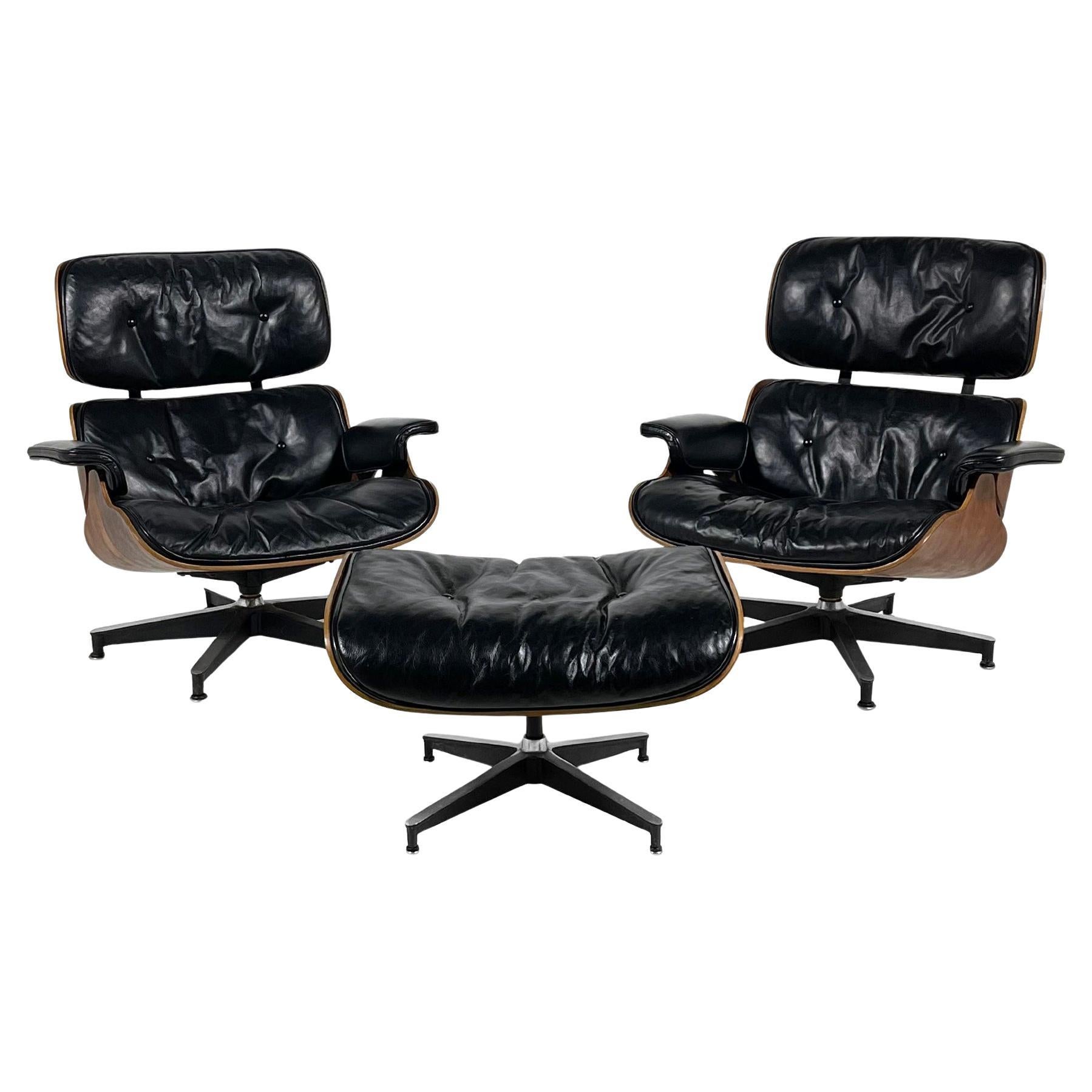 Rare Pair of  Early Rosewood Eames Lounge Chairs