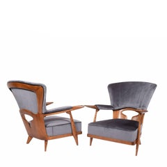 Rare Pair of Easy Chairs by Enrico Ciuti