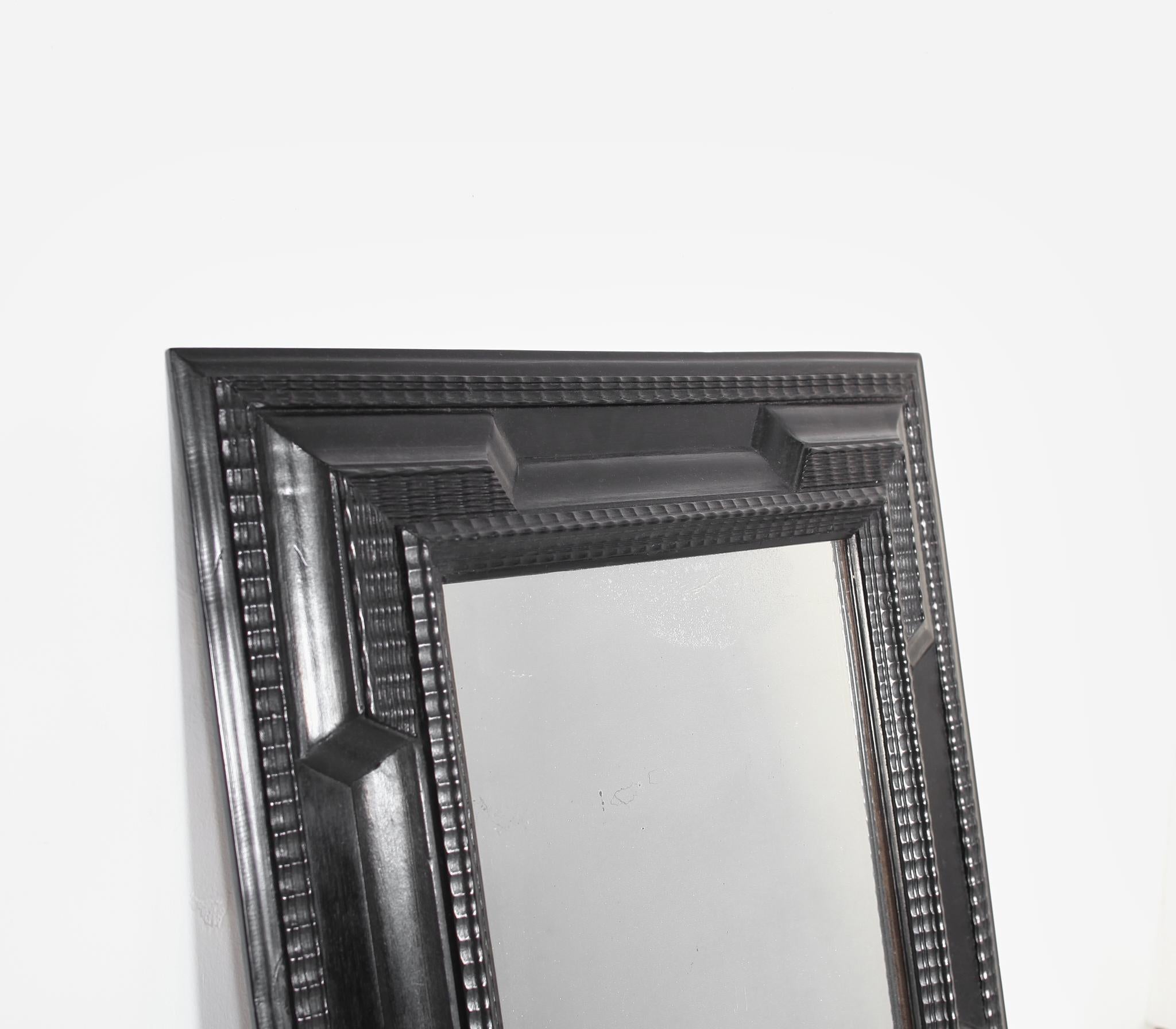 Rare Pair Of Ebonised 19Th C. Italian Ripple Mirrors For Sale 2