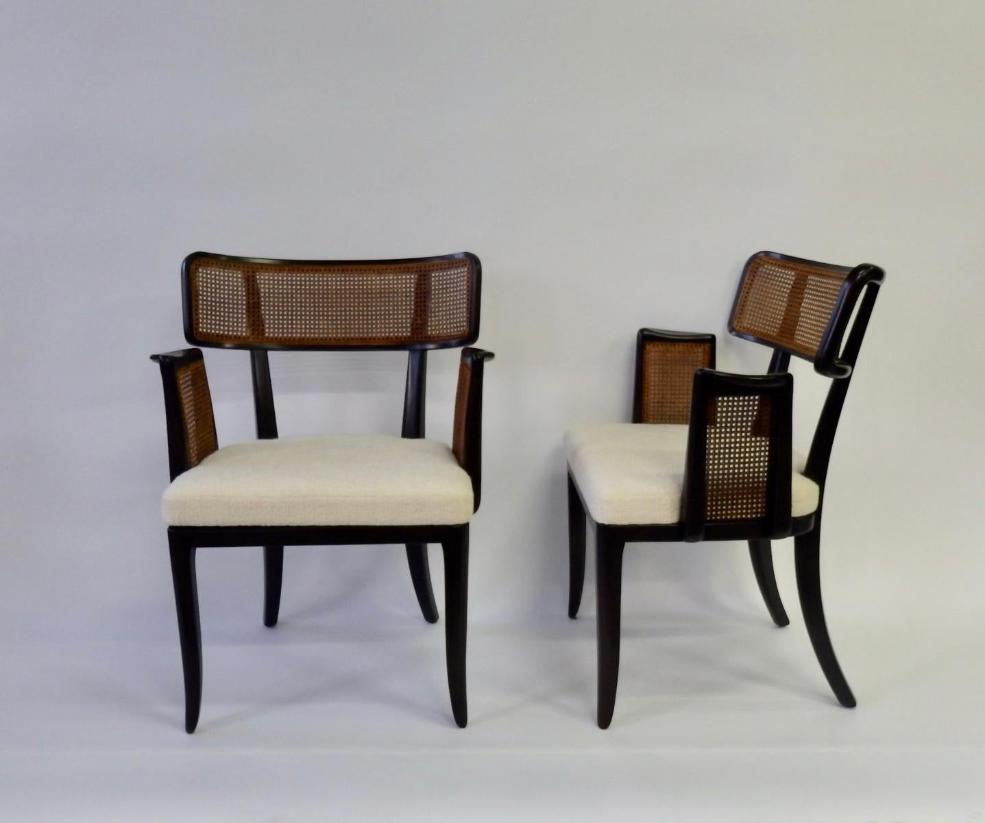Mid-Century Modern Rare Pair of Edward Wormley for Dunbar Caneback Side Chairs
