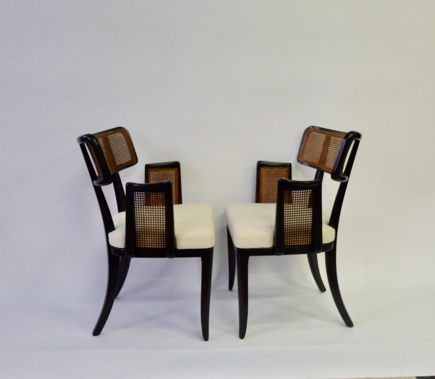 American Rare Pair of Edward Wormley for Dunbar Caneback Side Chairs