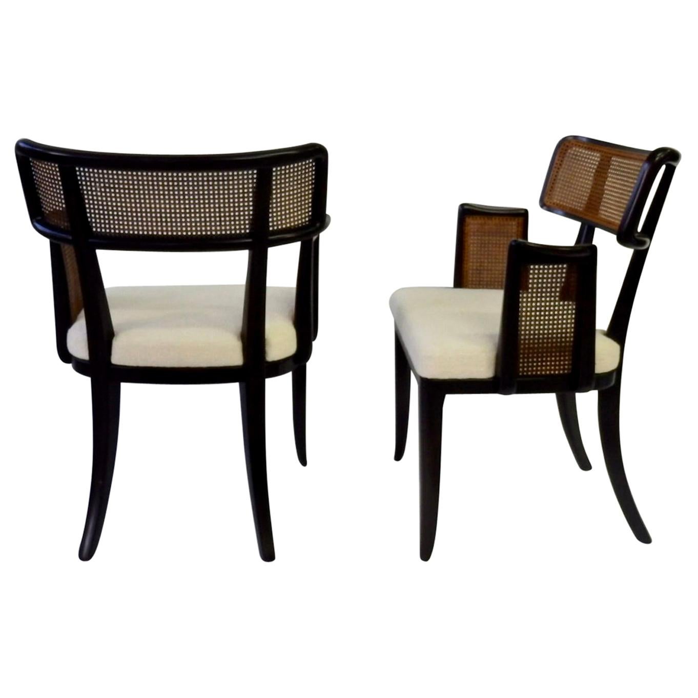 Rare Pair of Edward Wormley for Dunbar Caneback Side Chairs