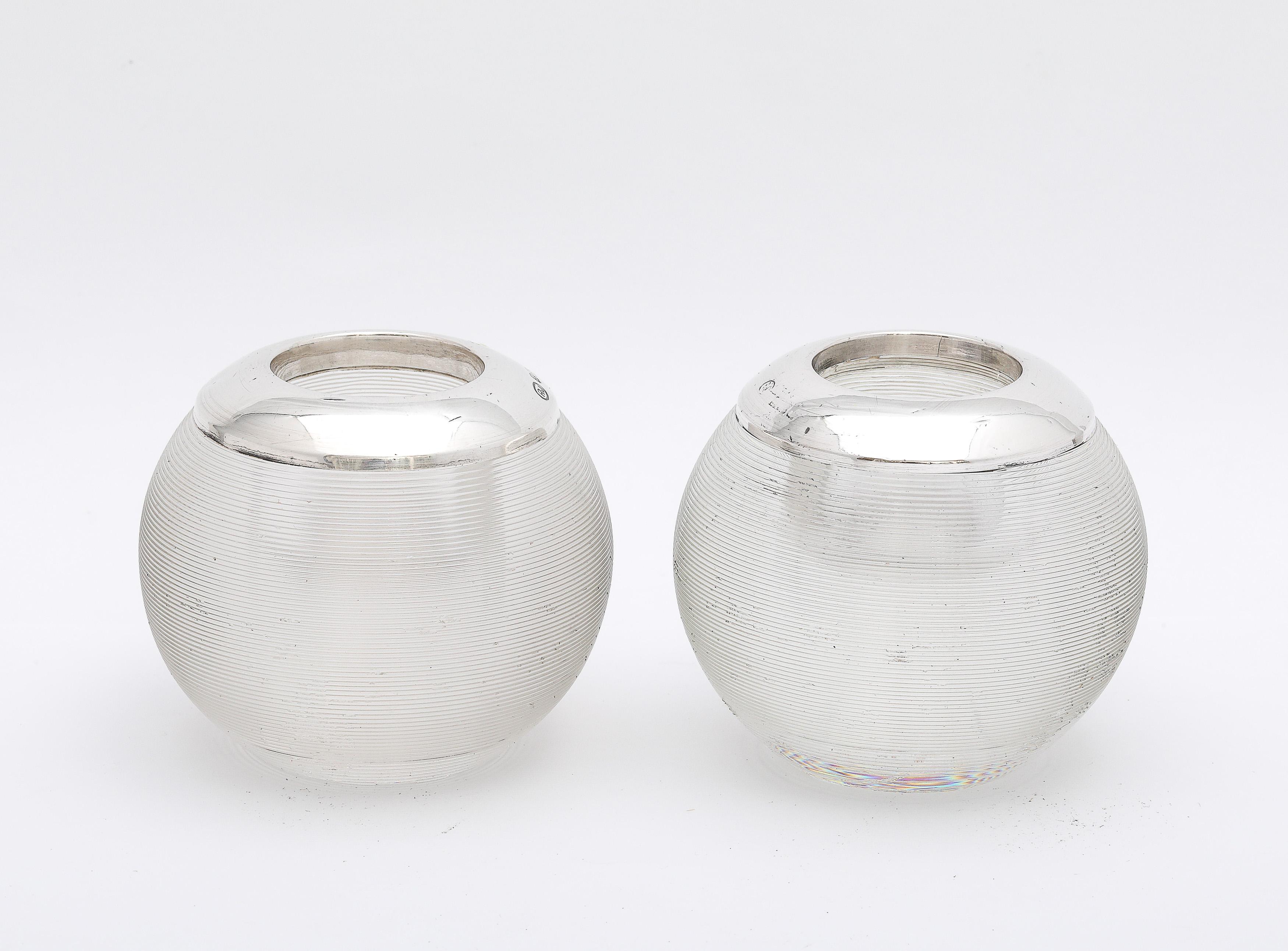 Seltenes Paar edwardianischer Streichholzhalter mit Kristallfäden in Sterlingsilber-Fassung im Angebot 1
