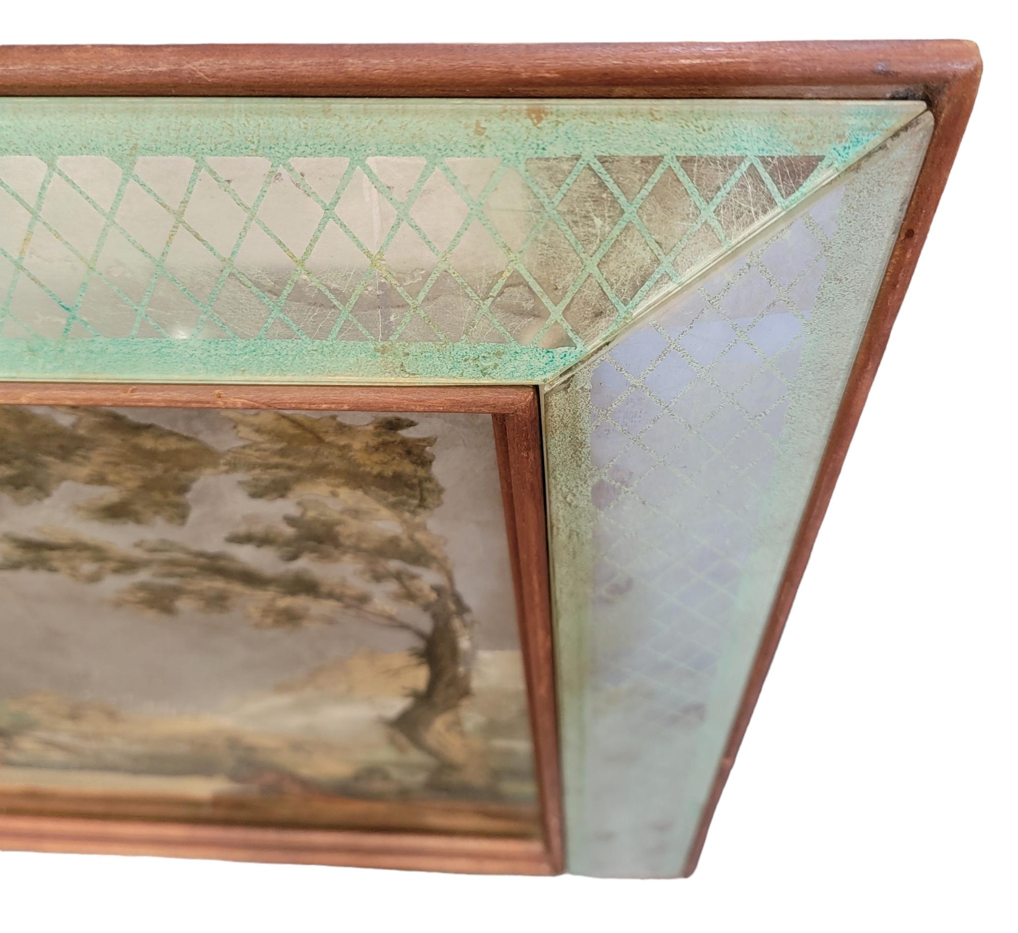 Miroir Rare paire de peintures en verre églomisé inversé en vente