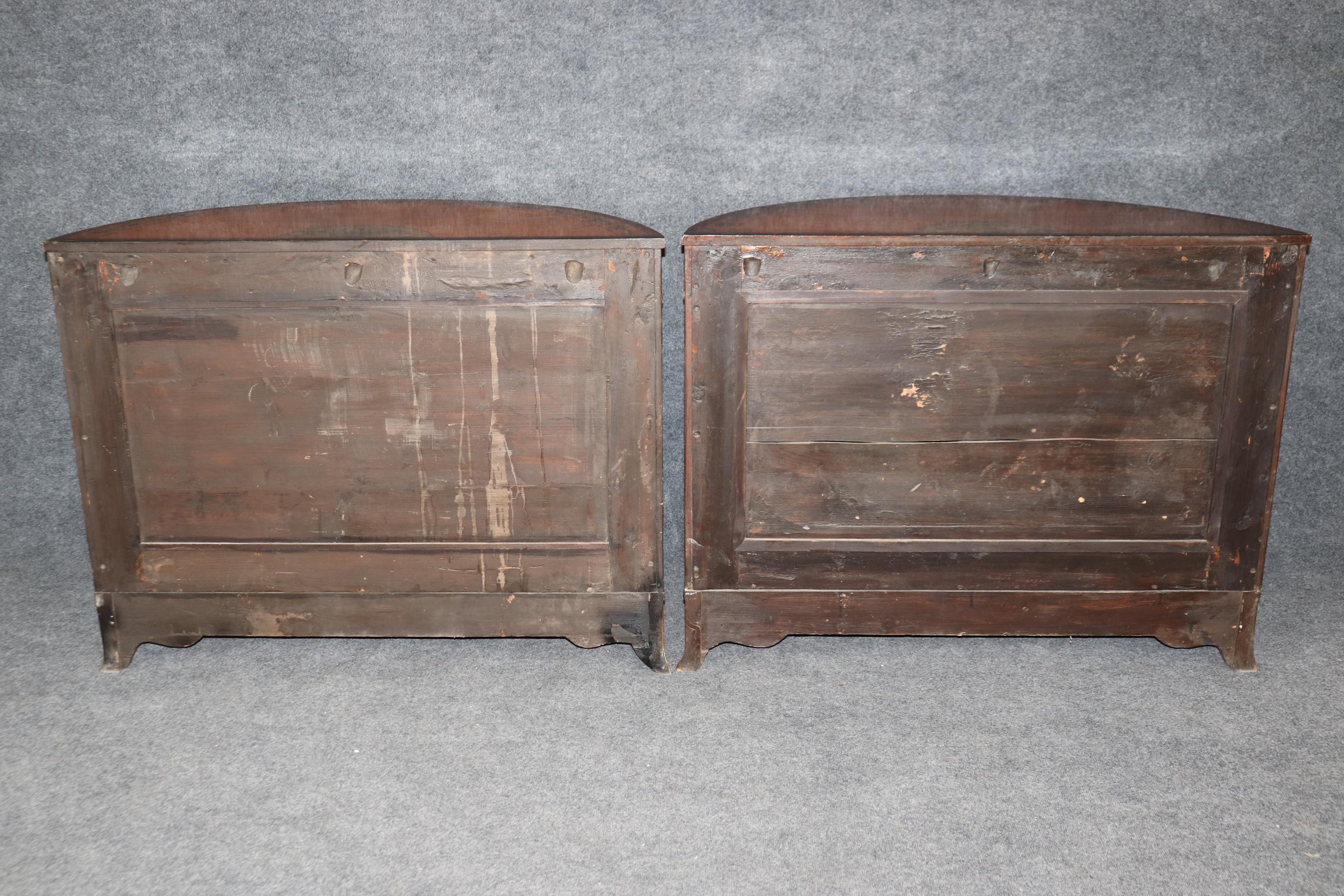 Rara coppia di commodes Demilune inglesi in legno satinato con decorazioni a vernice in stile Adams in vendita 8