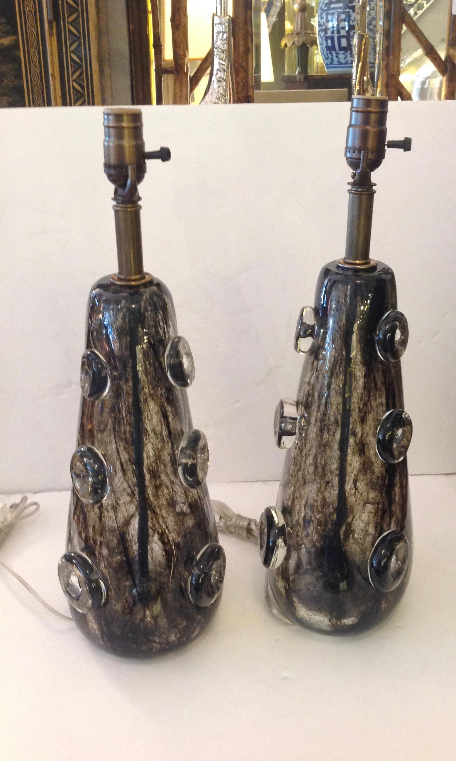 20th Century Rare Pair of Ercole Barovier Crepuscolo Glass Lamps
