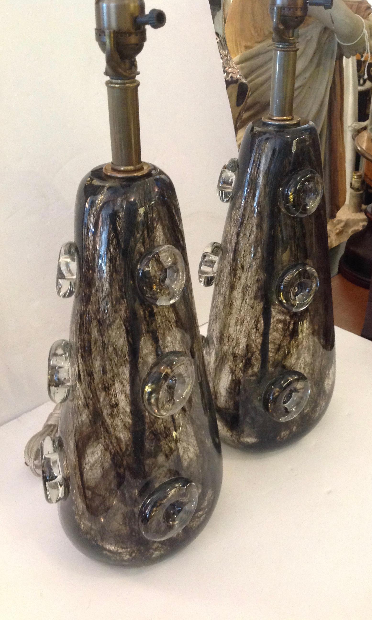 Art Glass Rare Pair of Ercole Barovier Crepuscolo Glass Lamps