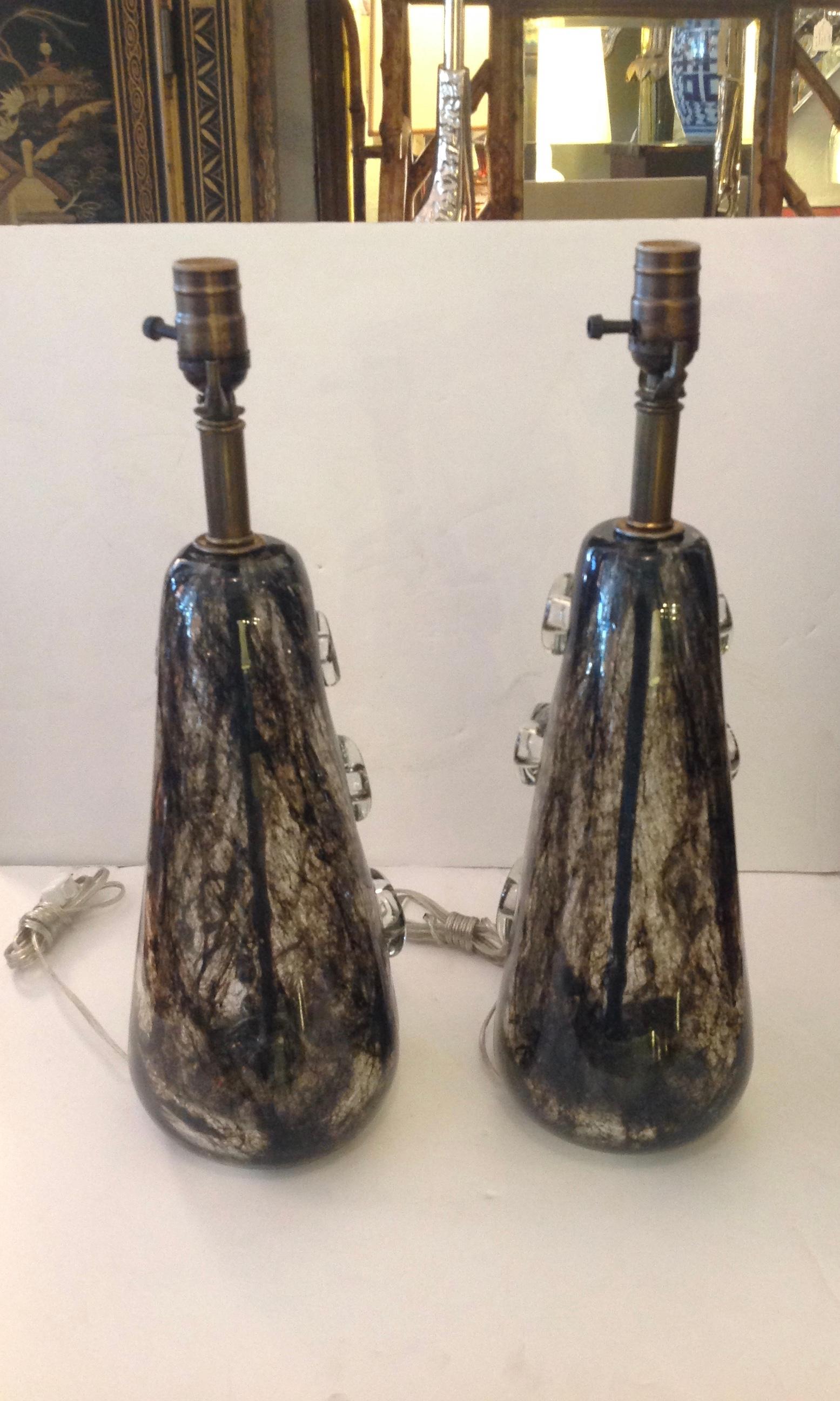 Rare Pair of Ercole Barovier Crepuscolo Glass Lamps 1