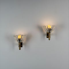 Seltenes Paar Wandleuchten aus Murano-Glas und Messing von Ercole Barovier für Barovier, 1930er Jahre