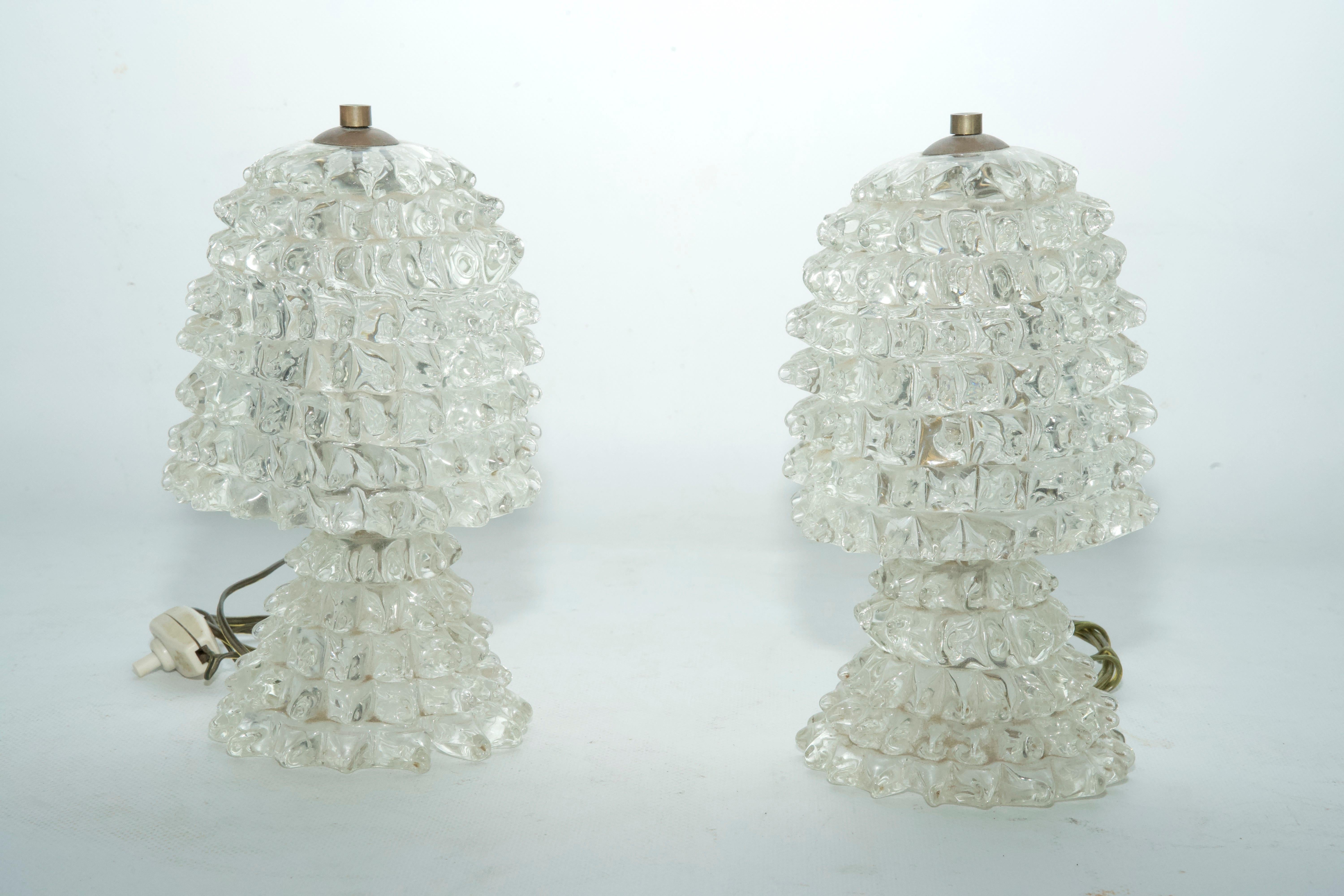 Rare Pair of Ercole Barovier Rostrato table lamps. Italy 1940s For Sale 3