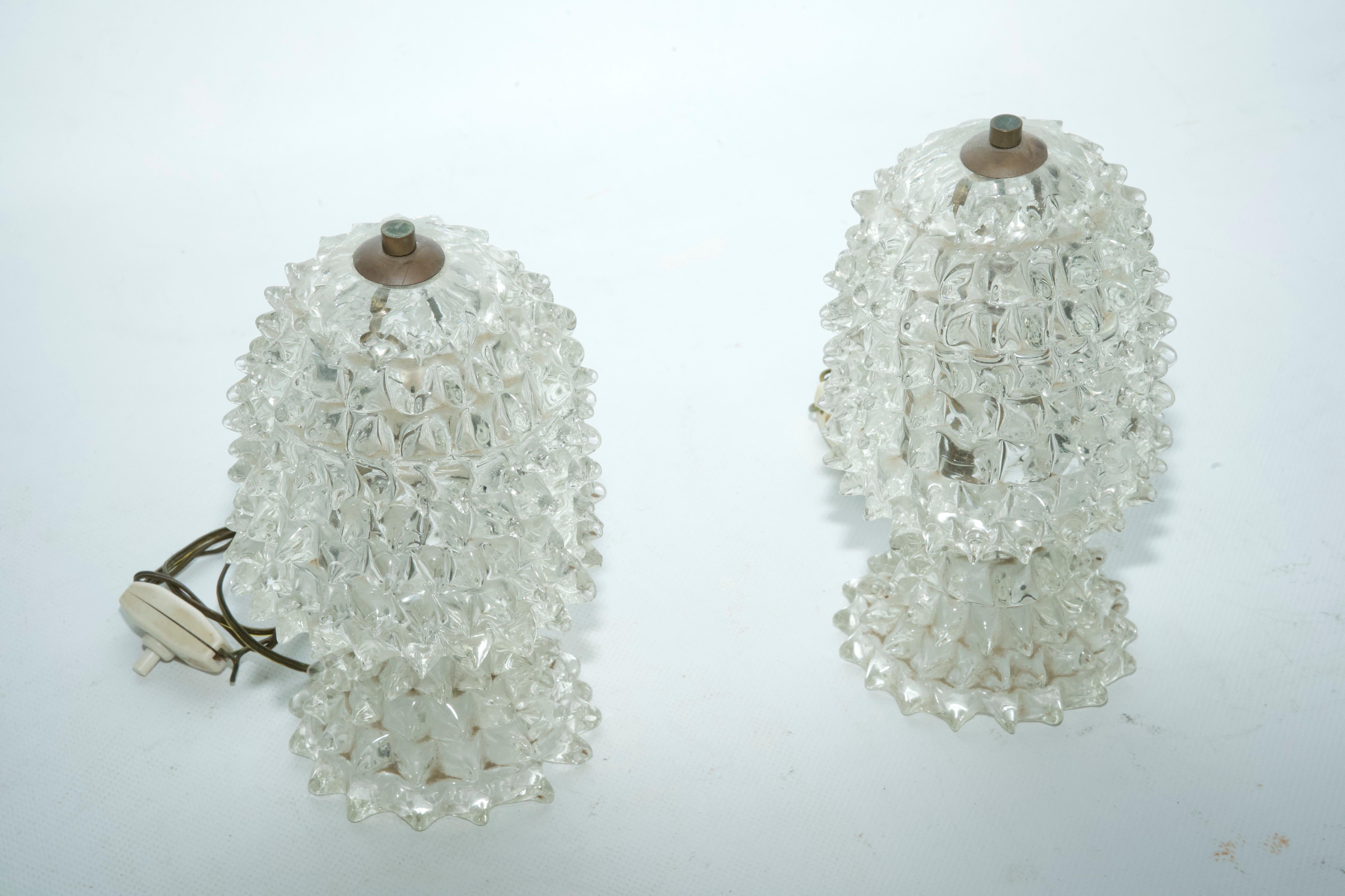 20th Century Rare Pair of Ercole Barovier Rostrato table lamps. Italy 1940s For Sale